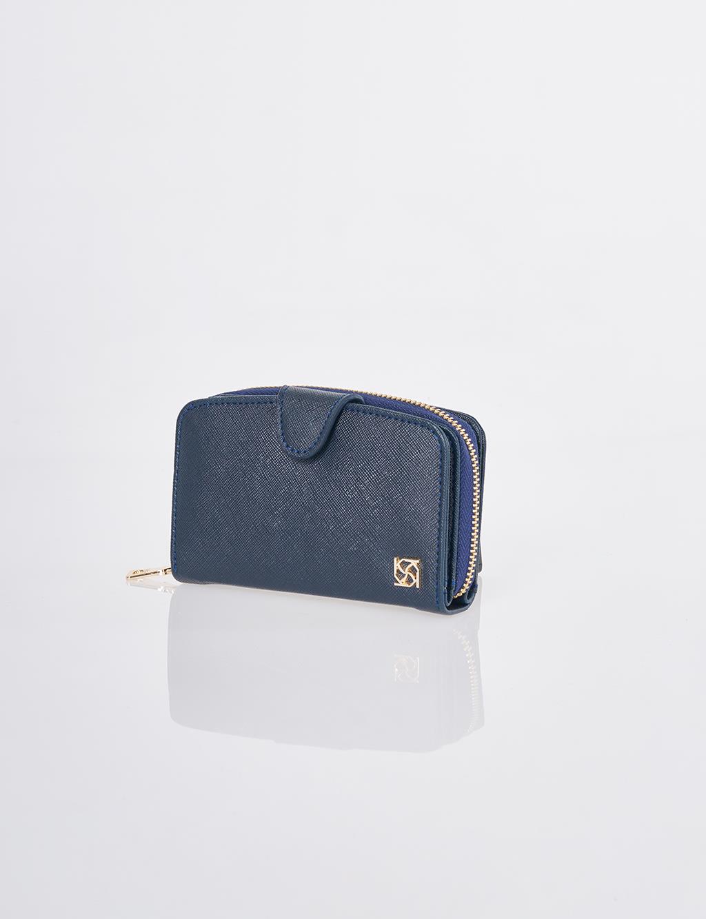 Wallet with Closure Detail Navy