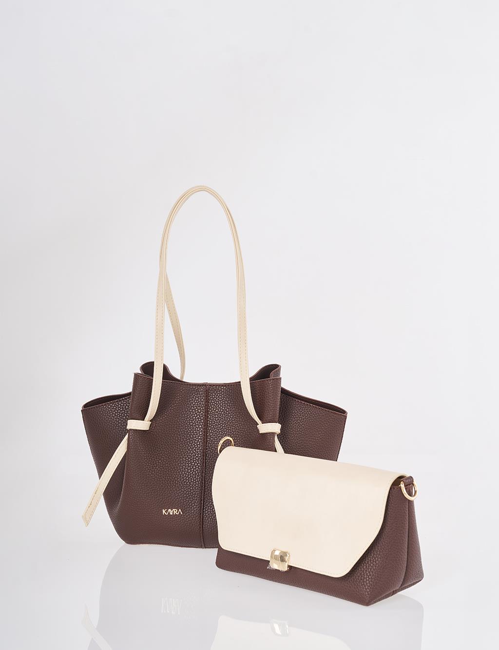 Shoulder Bag with Pouches Brown