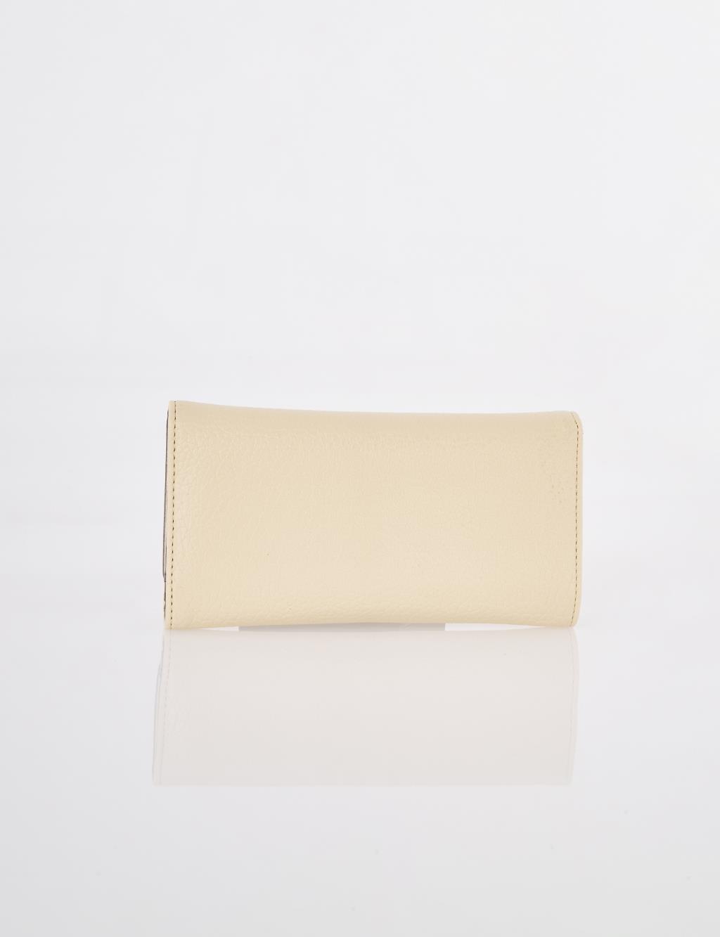 Flap Long Wallet Cream
