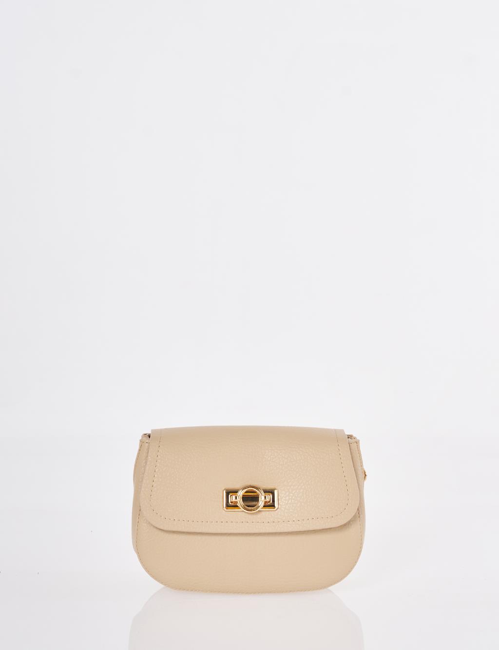 Toka Detaylı Omuz Çantası Taş