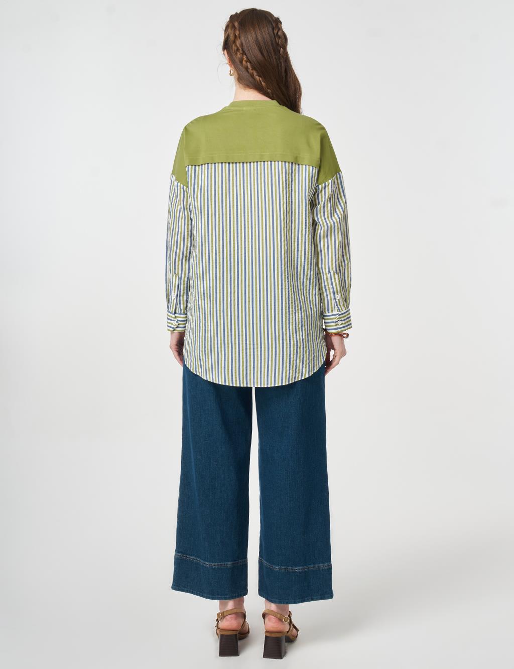 Shirt-Detail Viscose Tunic Matcha Green