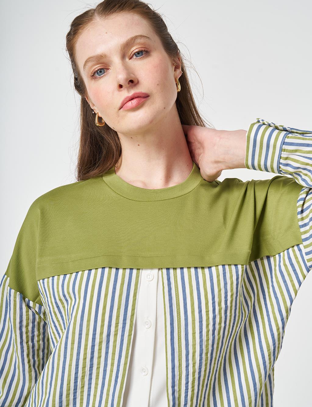 Shirt-Detail Viscose Tunic Matcha Green