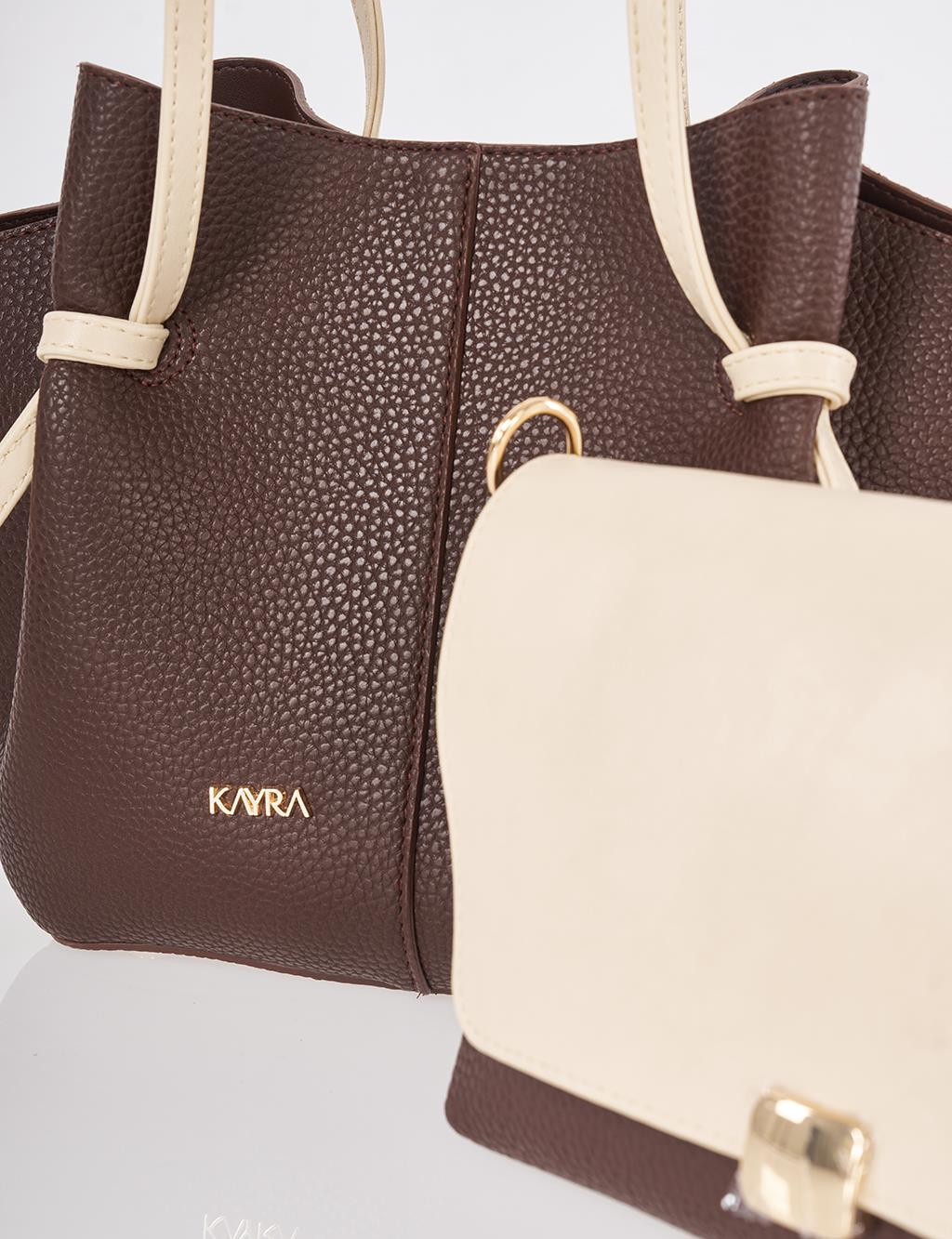 Shoulder Bag with Pouches Brown