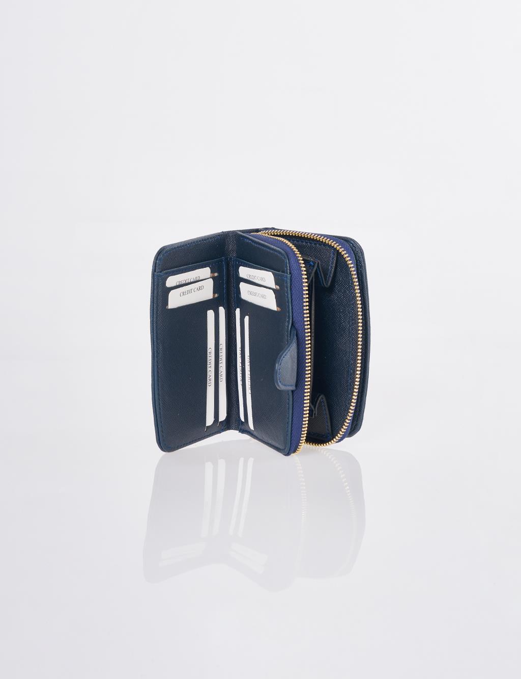 Wallet with Closure Detail Navy