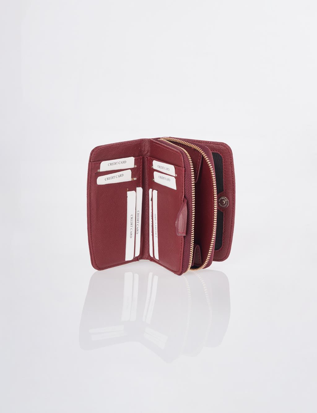 Kapama Detaylı Cüzdan Bordo