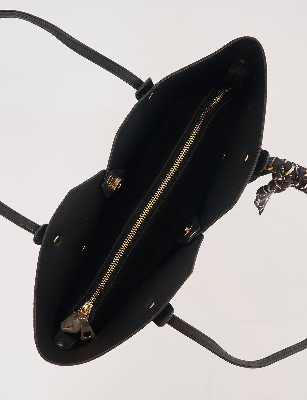 Suni Deri Tote Çanta Siyah