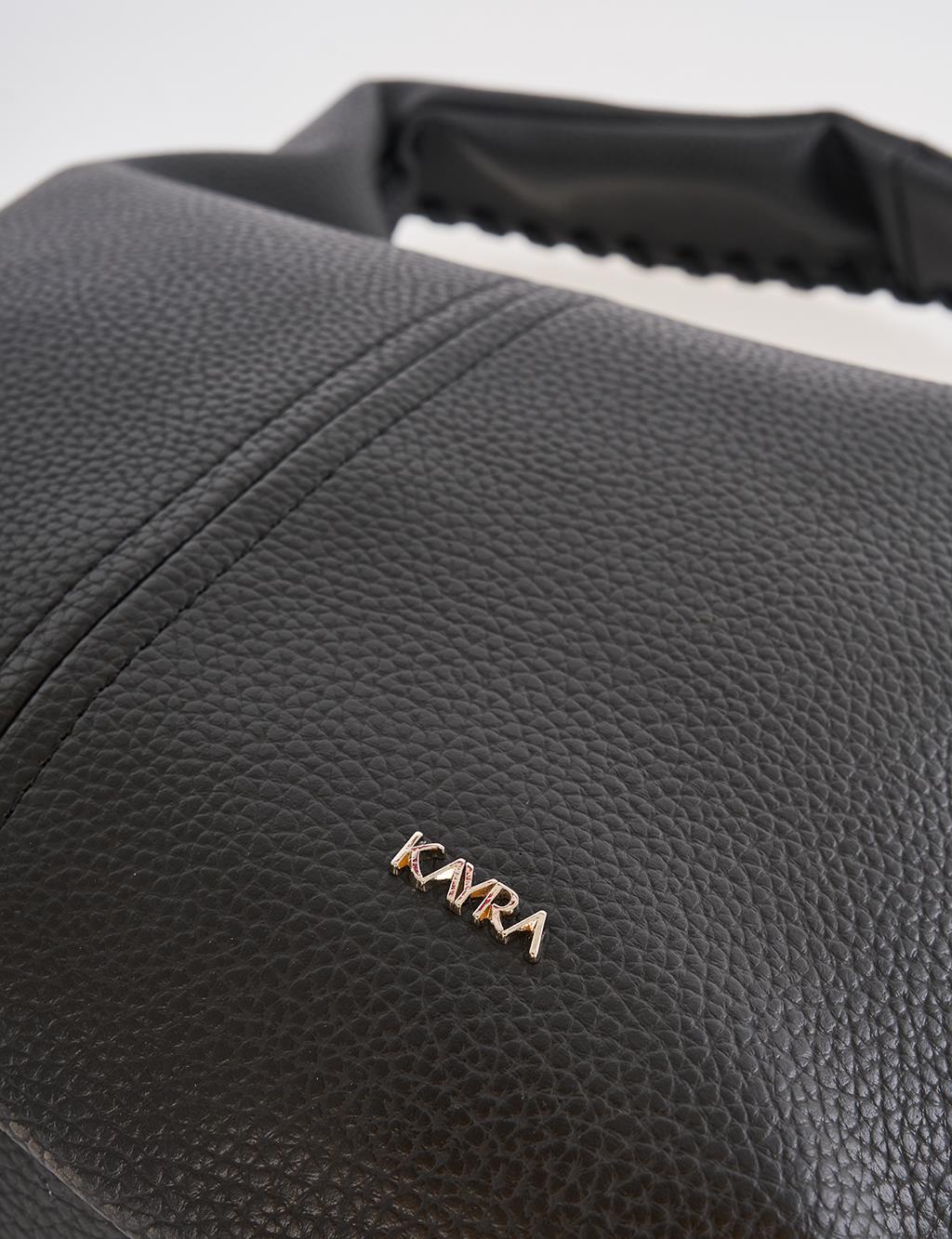 Knitted-Detail Hobo Bag Black