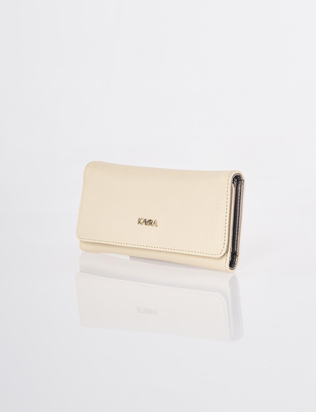 Flap Long Wallet Cream