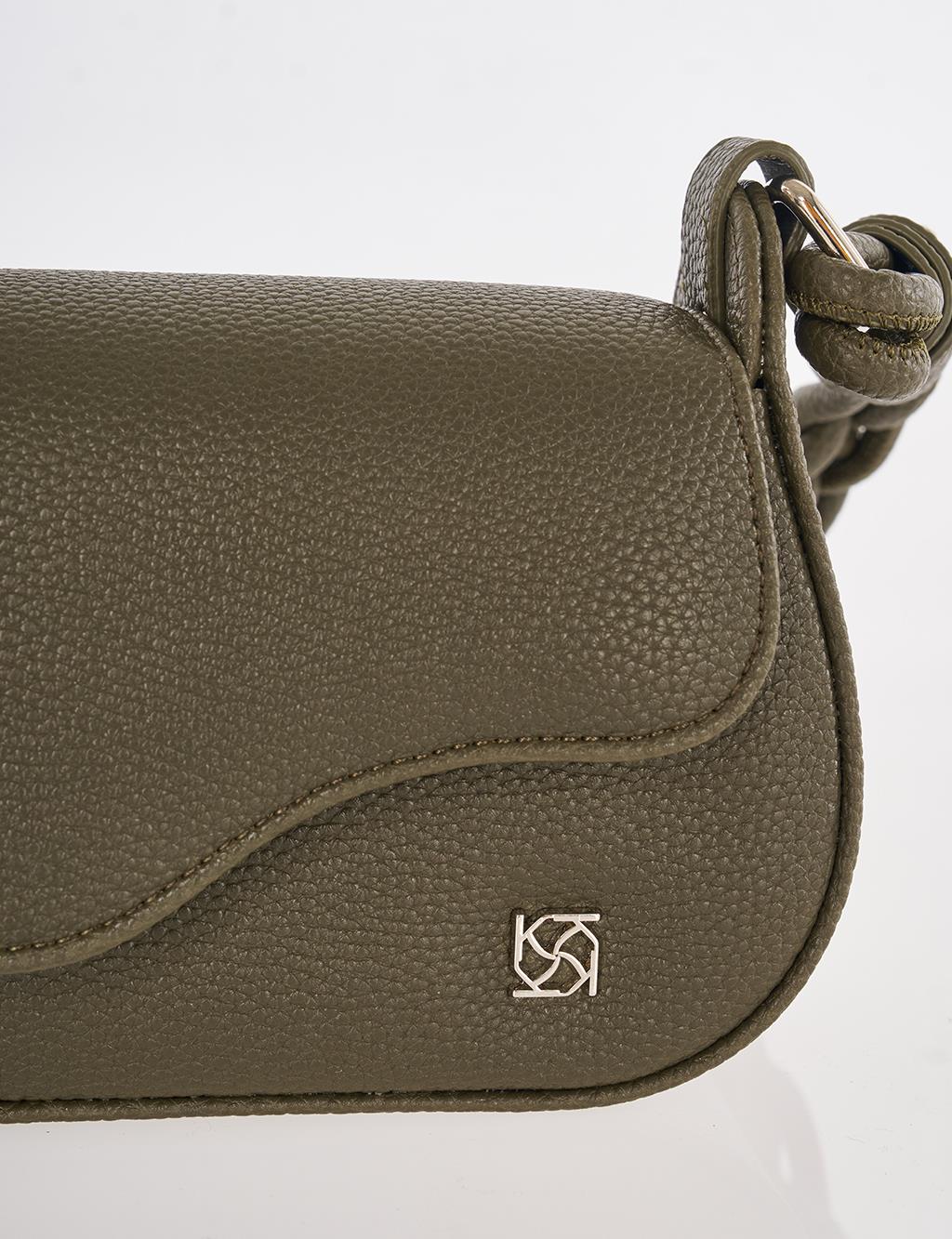 Flap Baguette Bag Khaki