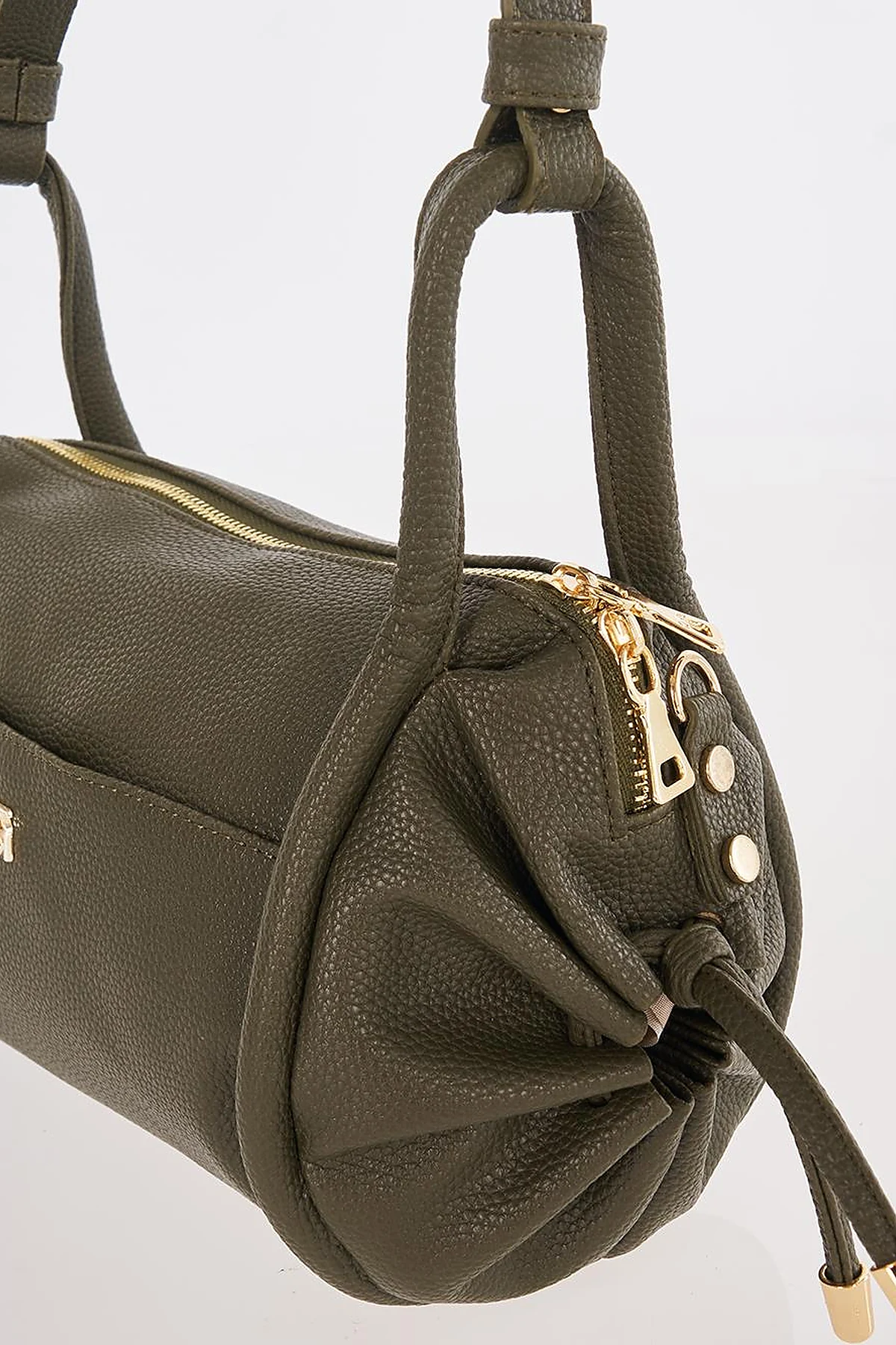 Khaki Knot Handle Hobo Bag