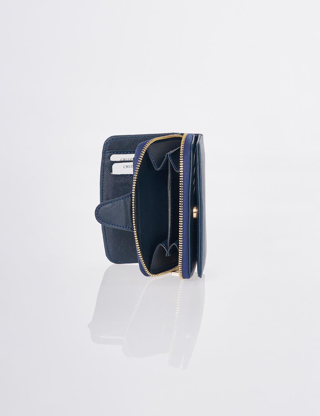 Wallet with Closure Detail Navy