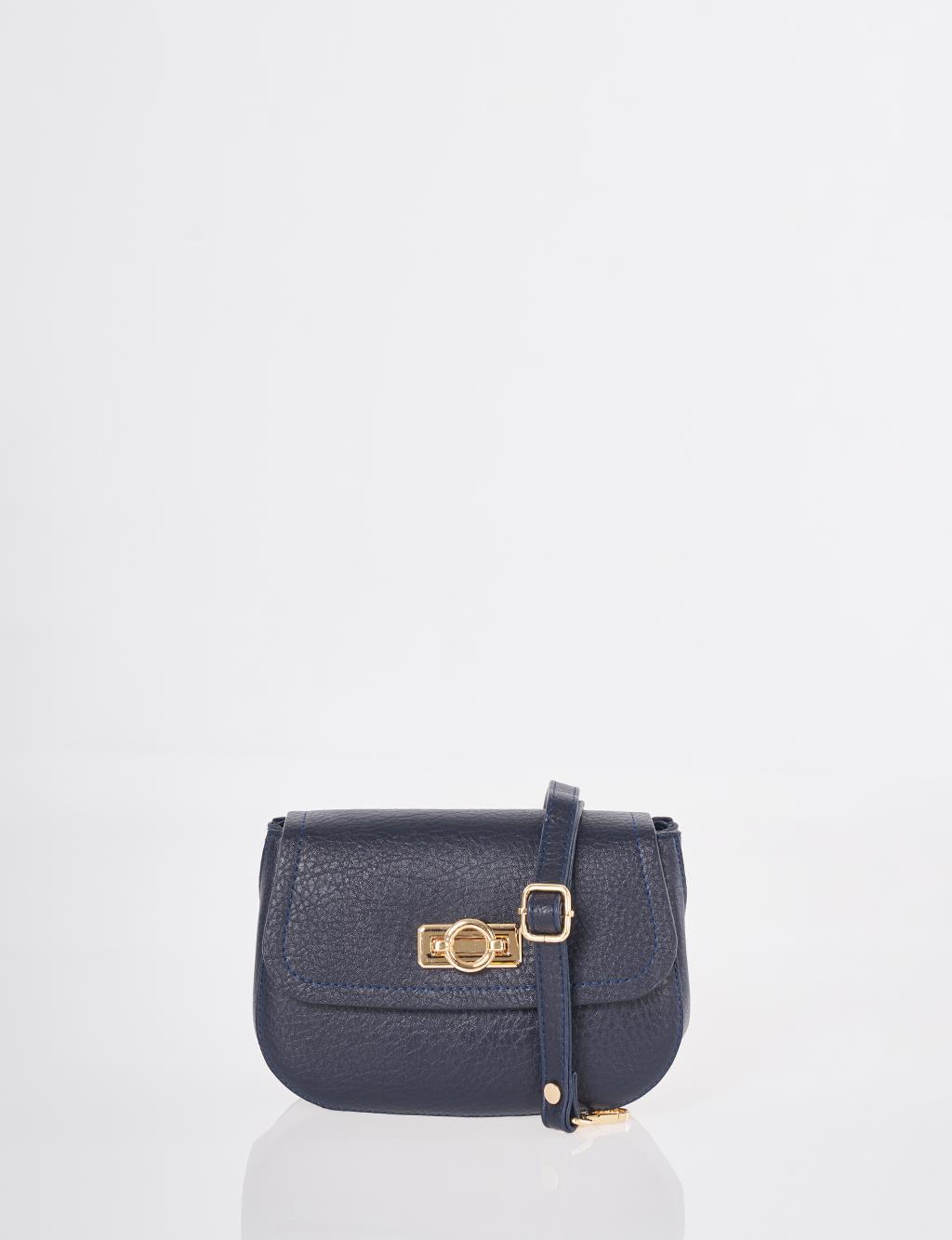 Shoulder Bag with Buckle Detail Navy