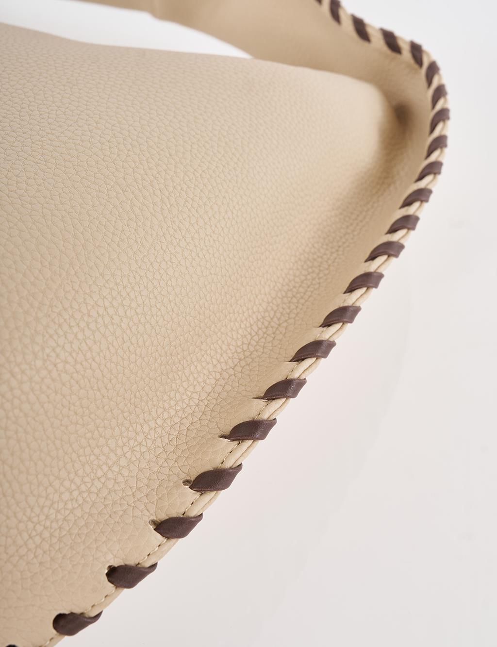 Örgü Detaylı Hobo Çanta Vizon