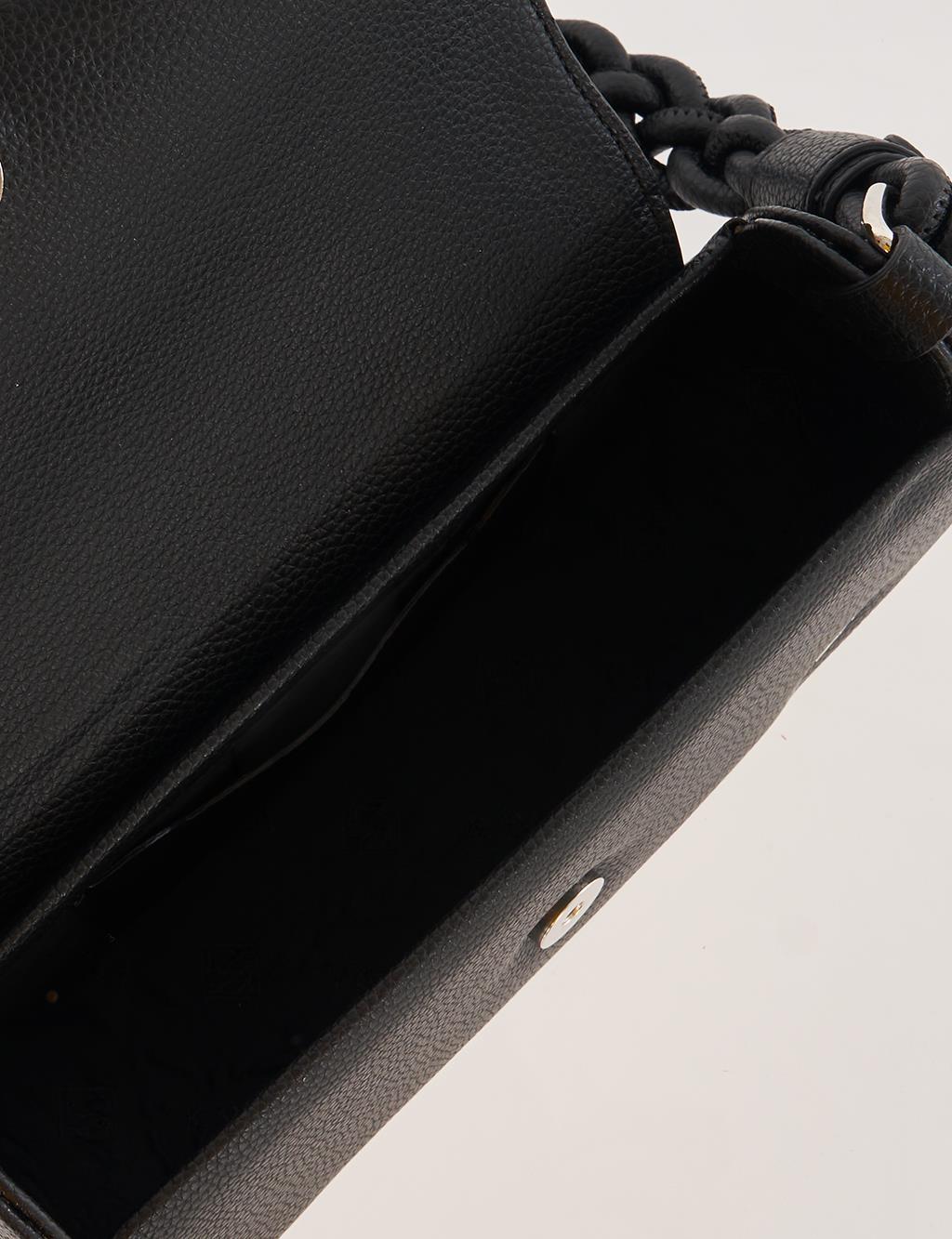 Kapaklı Baget Çanta Siyah