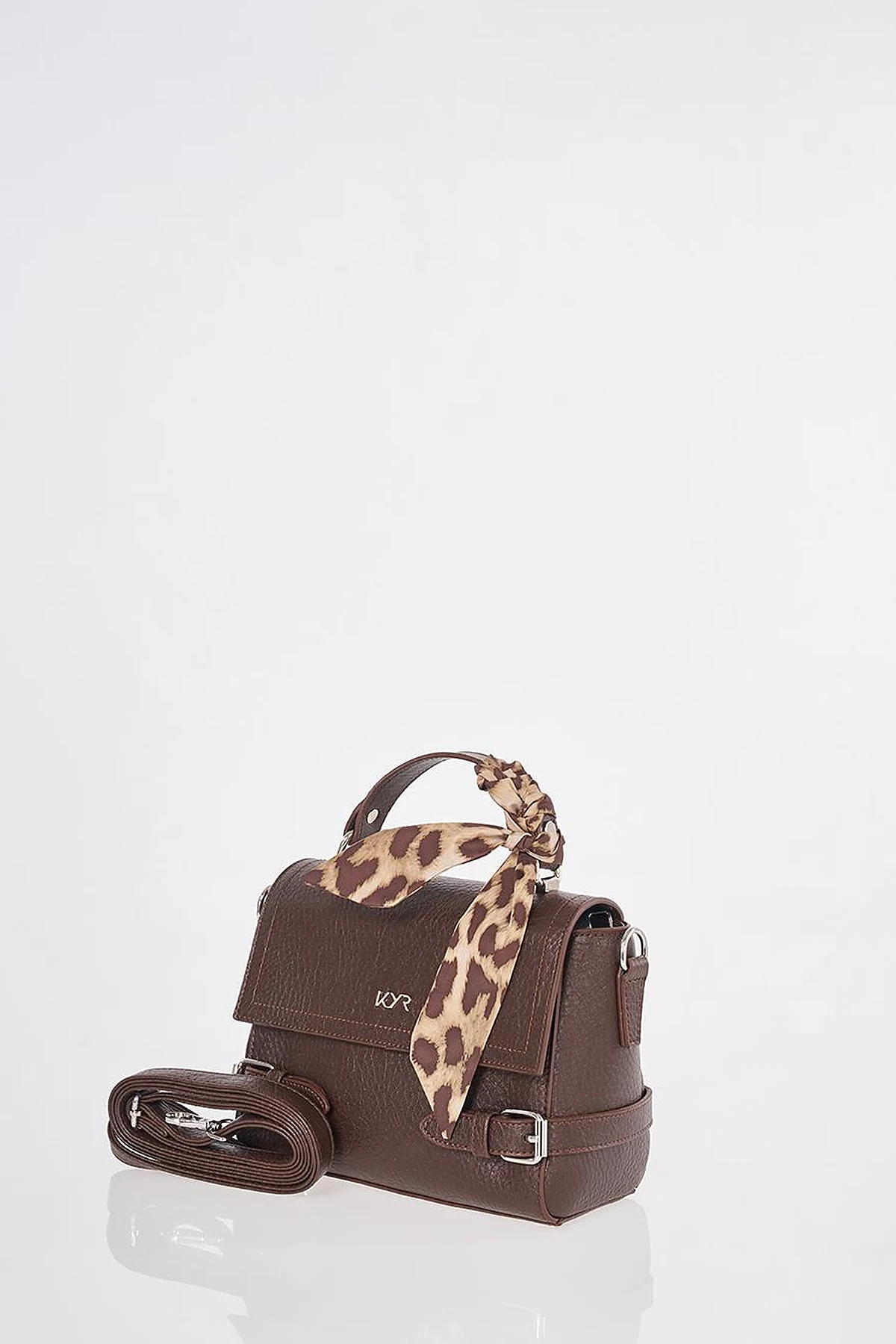 Scarf-Detail Bag Dark Brown