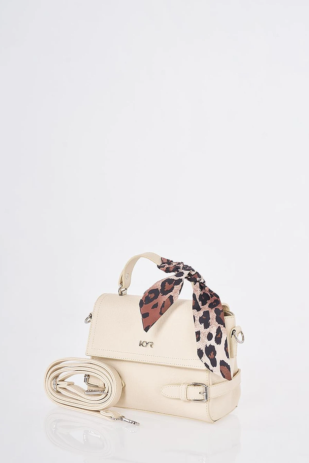 Scarf-Detail Bag Cream