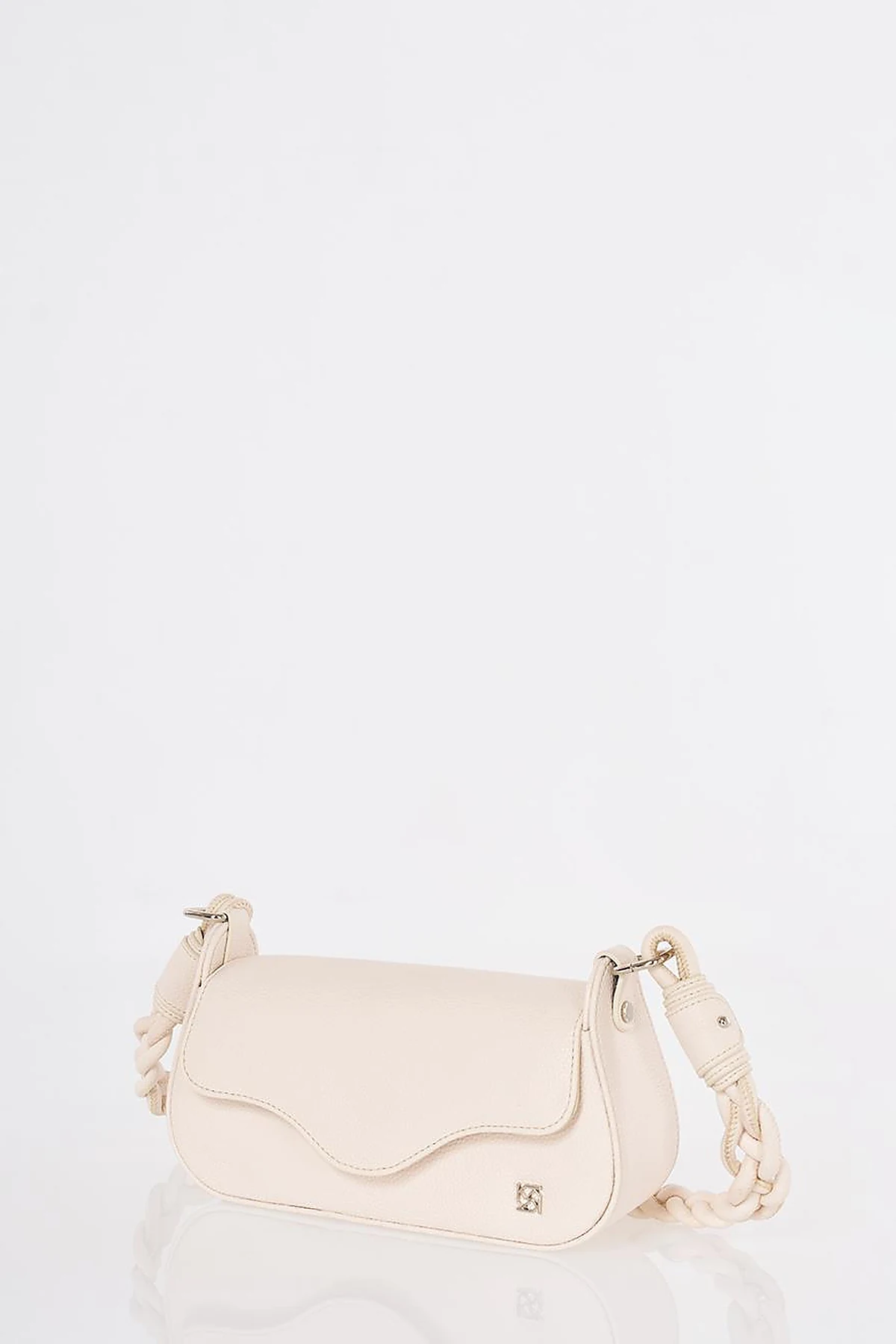 Flap Baguette Bag Beige