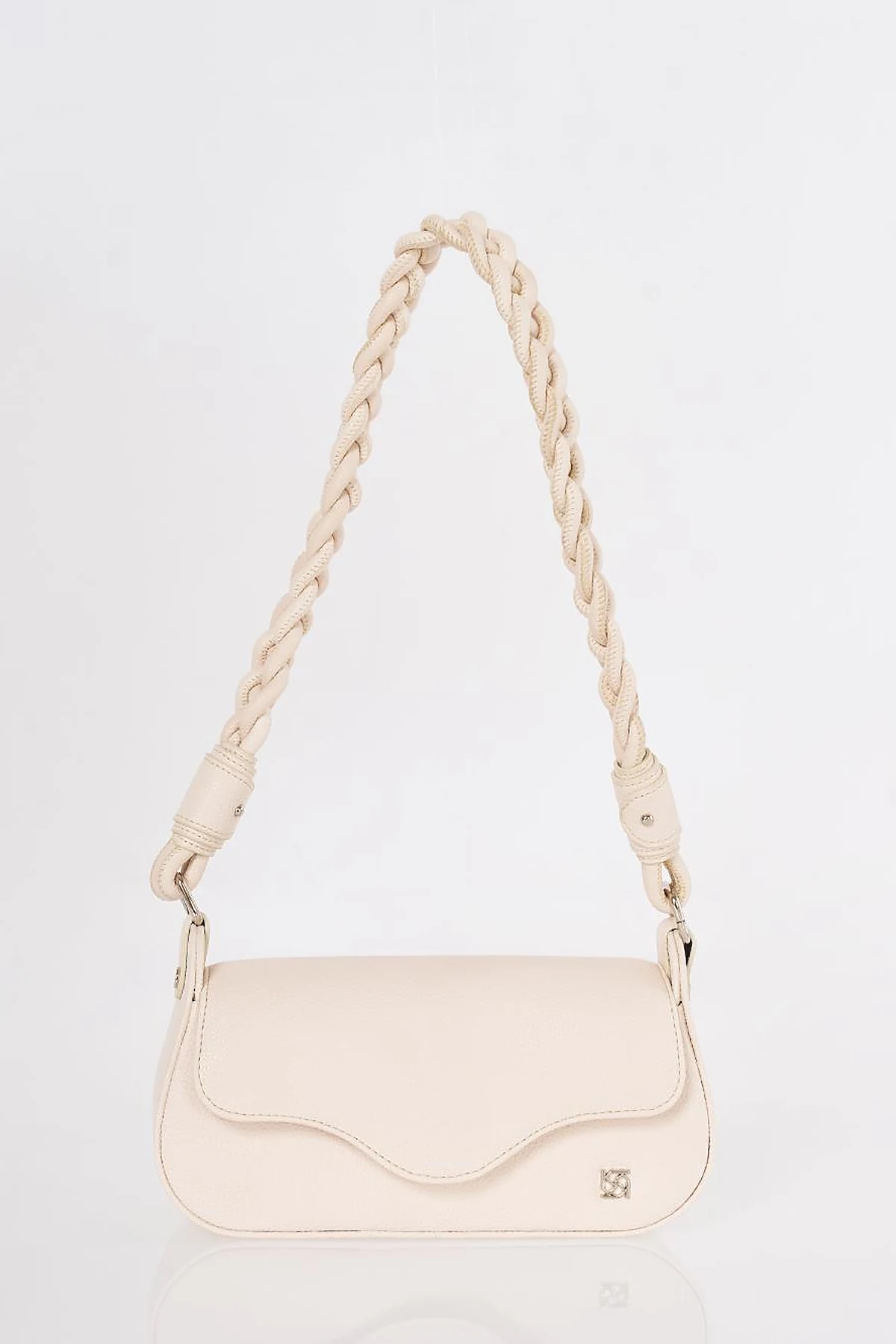 Flap Baguette Bag Beige