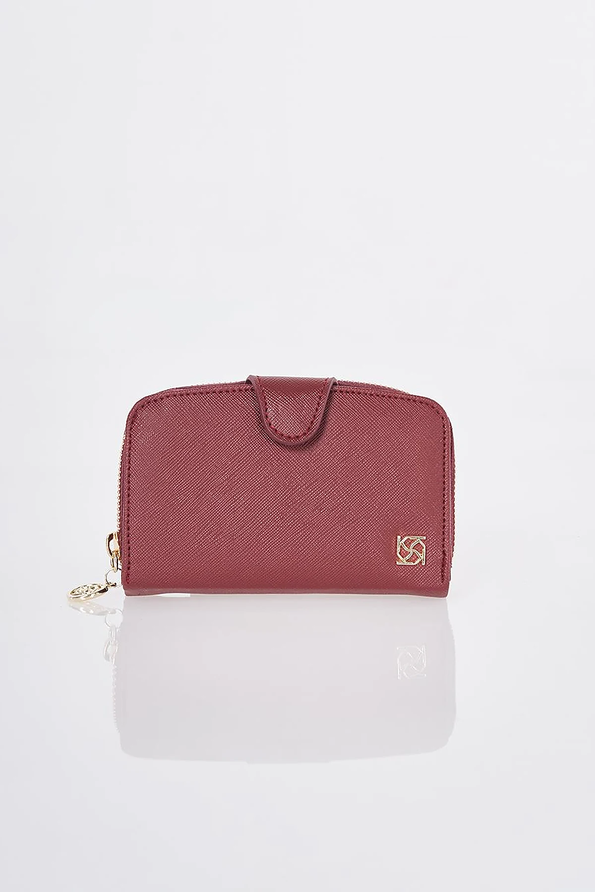 Wallet with Closure Detail Burgundy