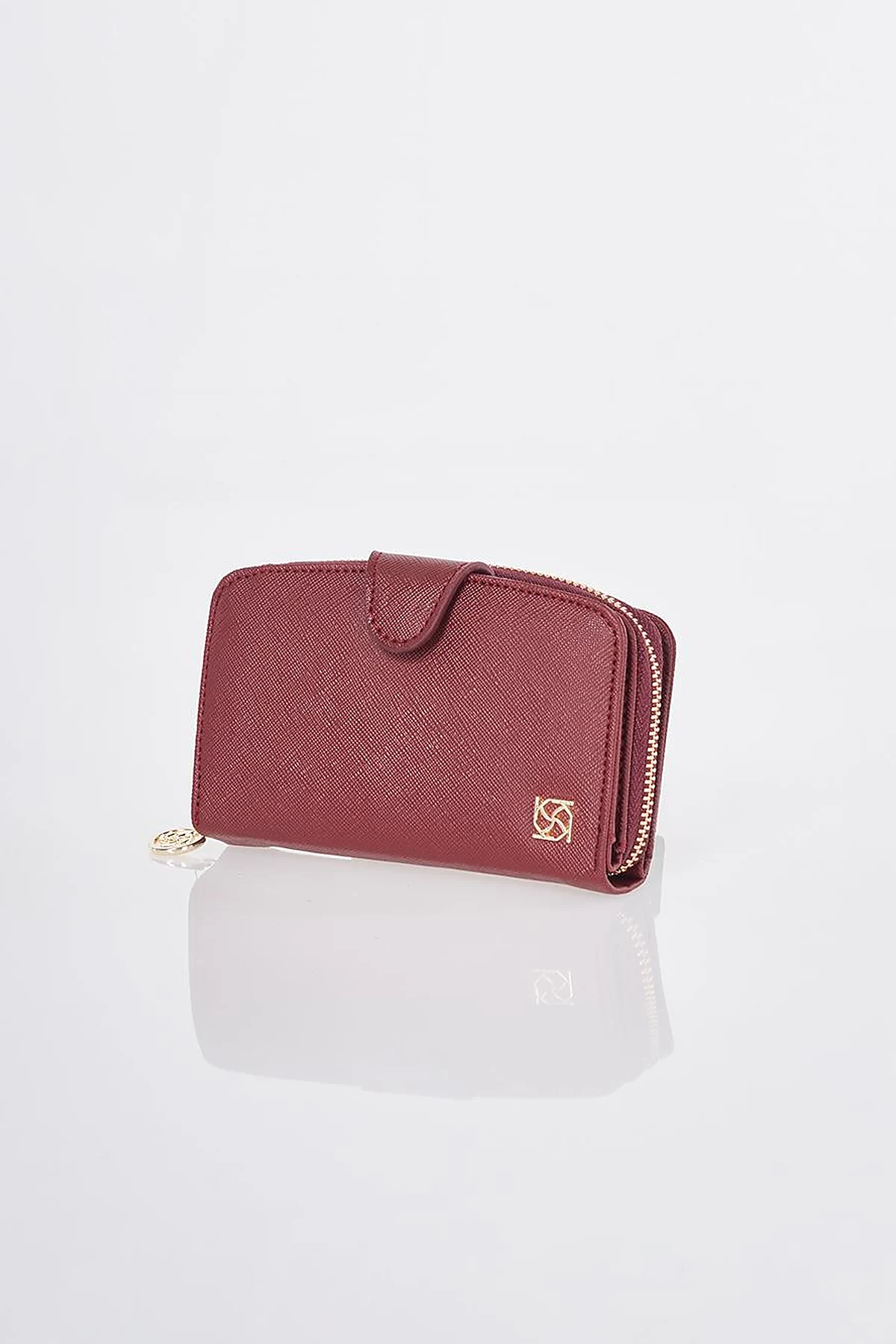 Wallet with Closure Detail Burgundy
