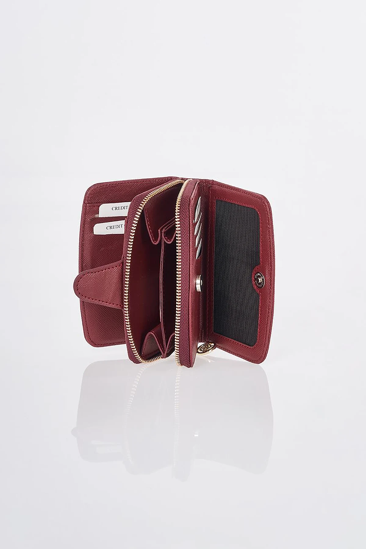 Wallet with Closure Detail Burgundy