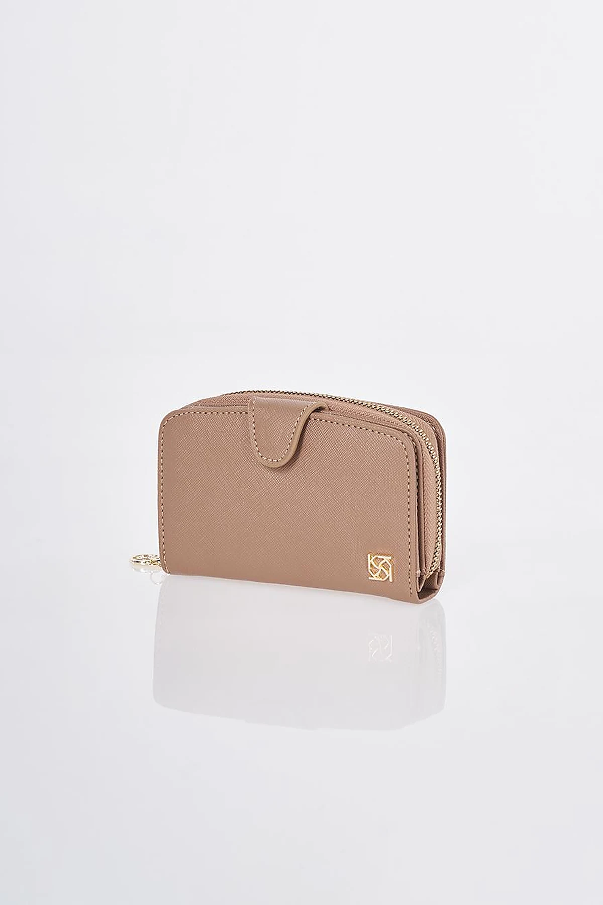 Wallet with Closure Detail Mink