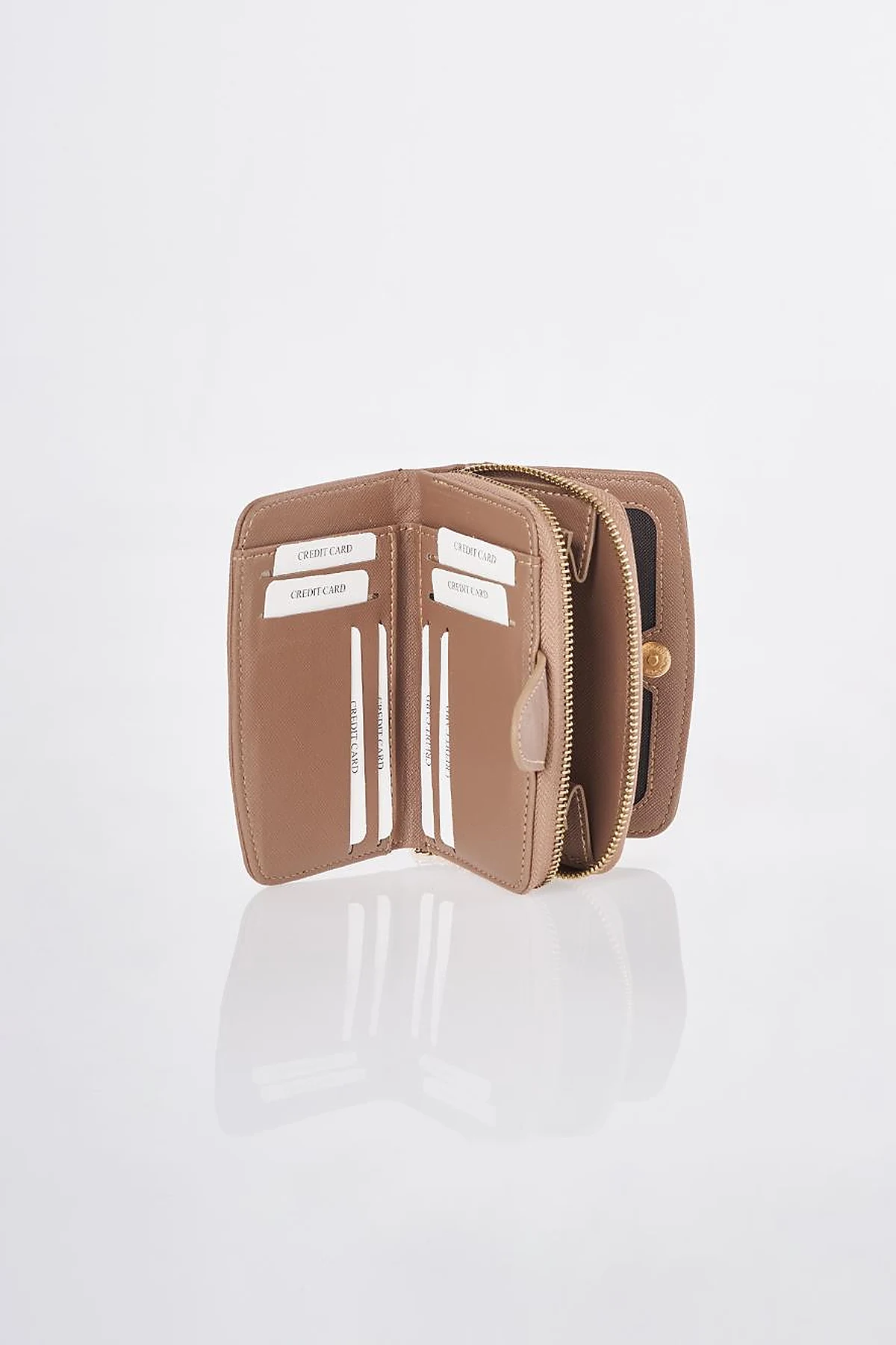 Wallet with Closure Detail Mink