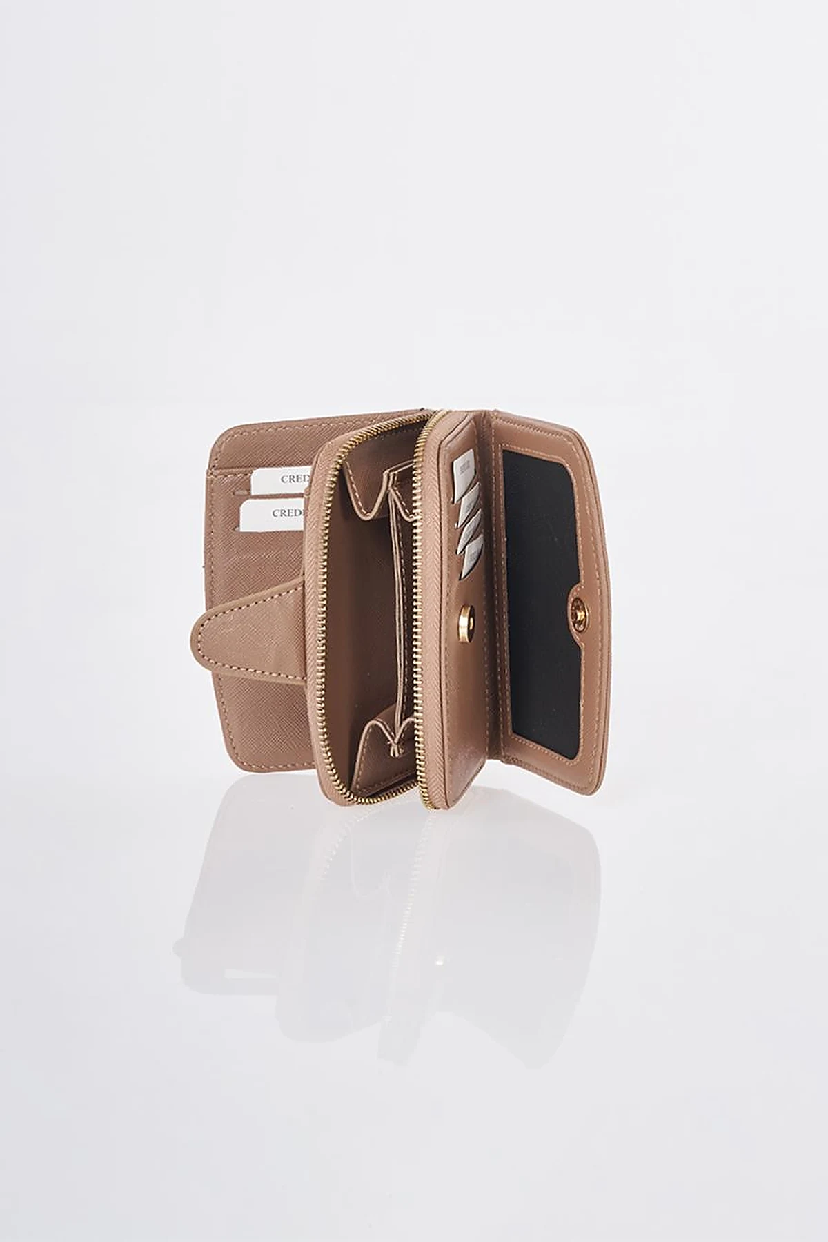 Wallet with Closure Detail Mink