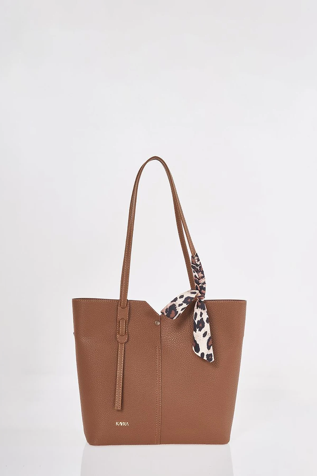 Brown Faux Leather Tote Bag