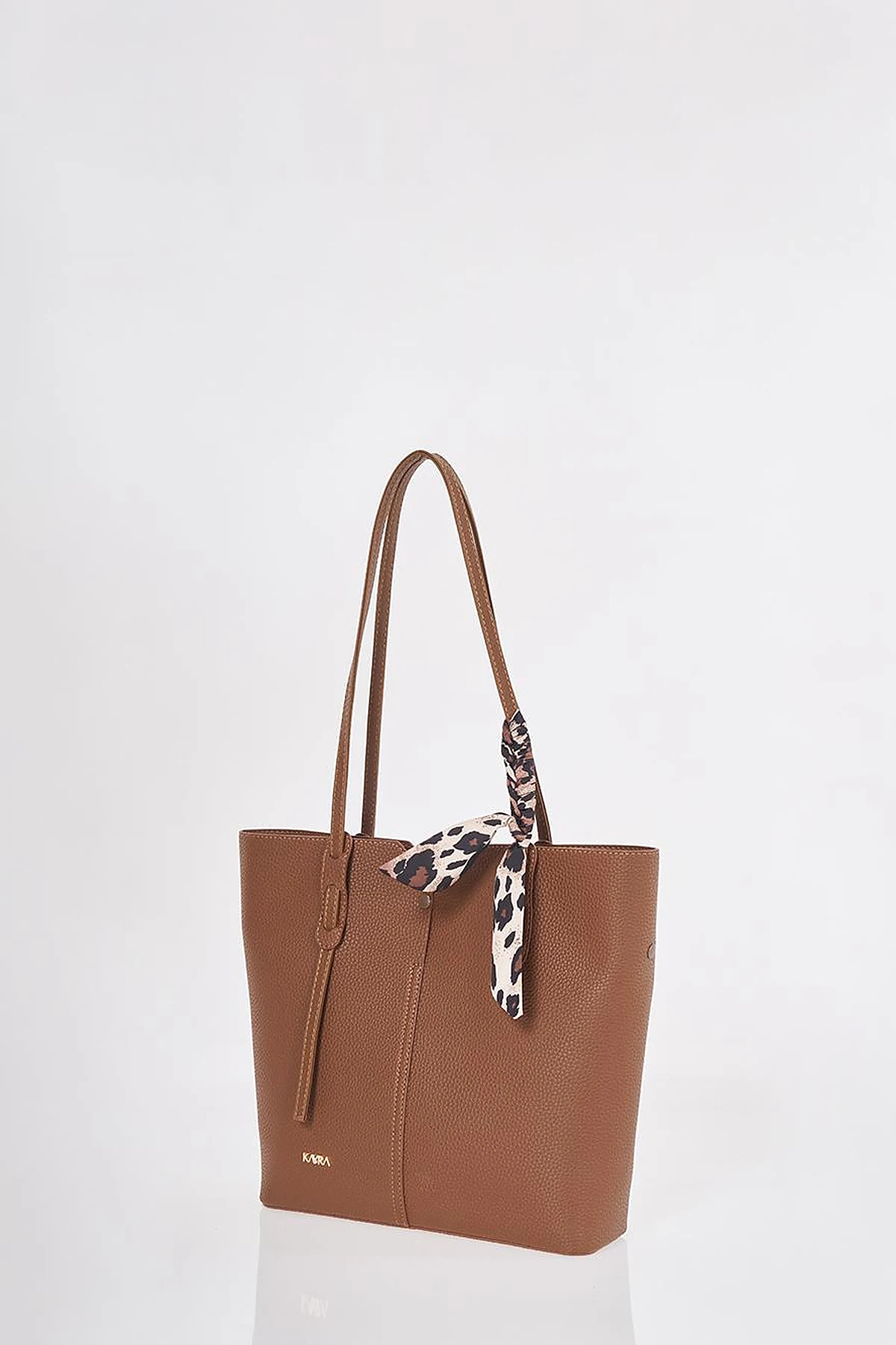 Brown Faux Leather Tote Bag