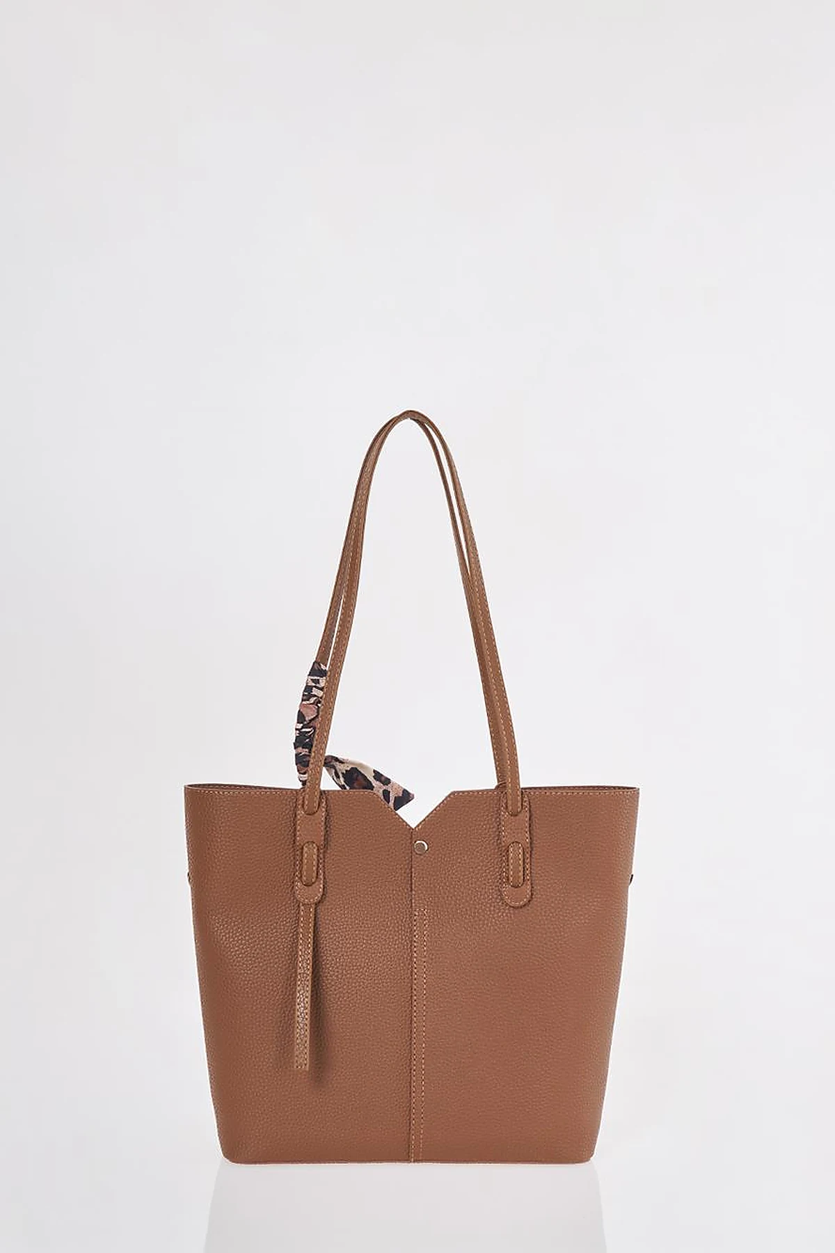 Brown Faux Leather Tote Bag