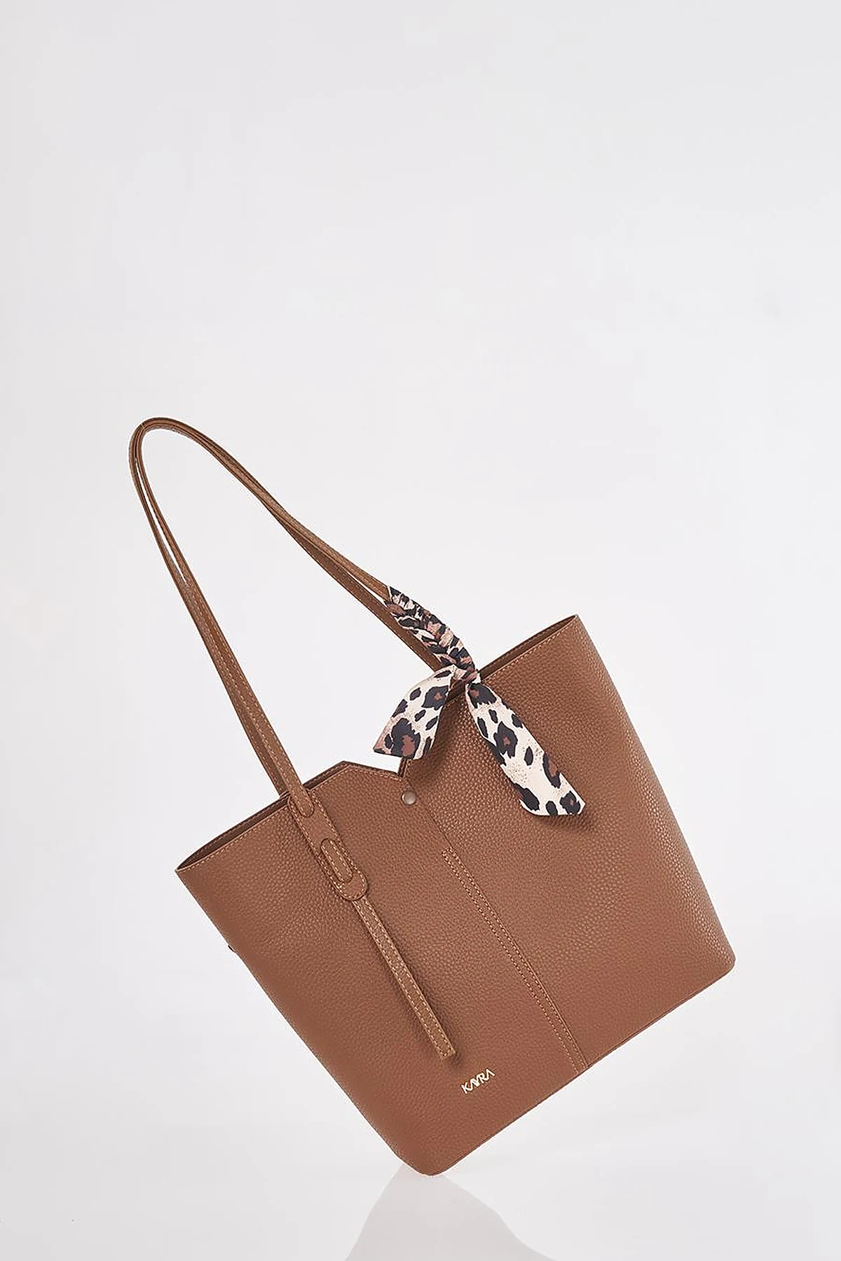 Brown Faux Leather Tote Bag
