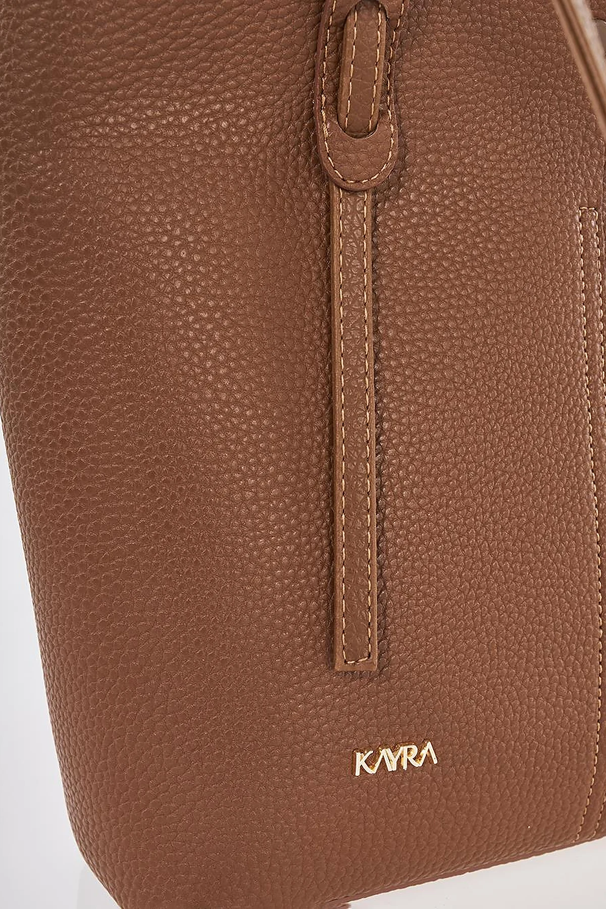 Brown Faux Leather Tote Bag