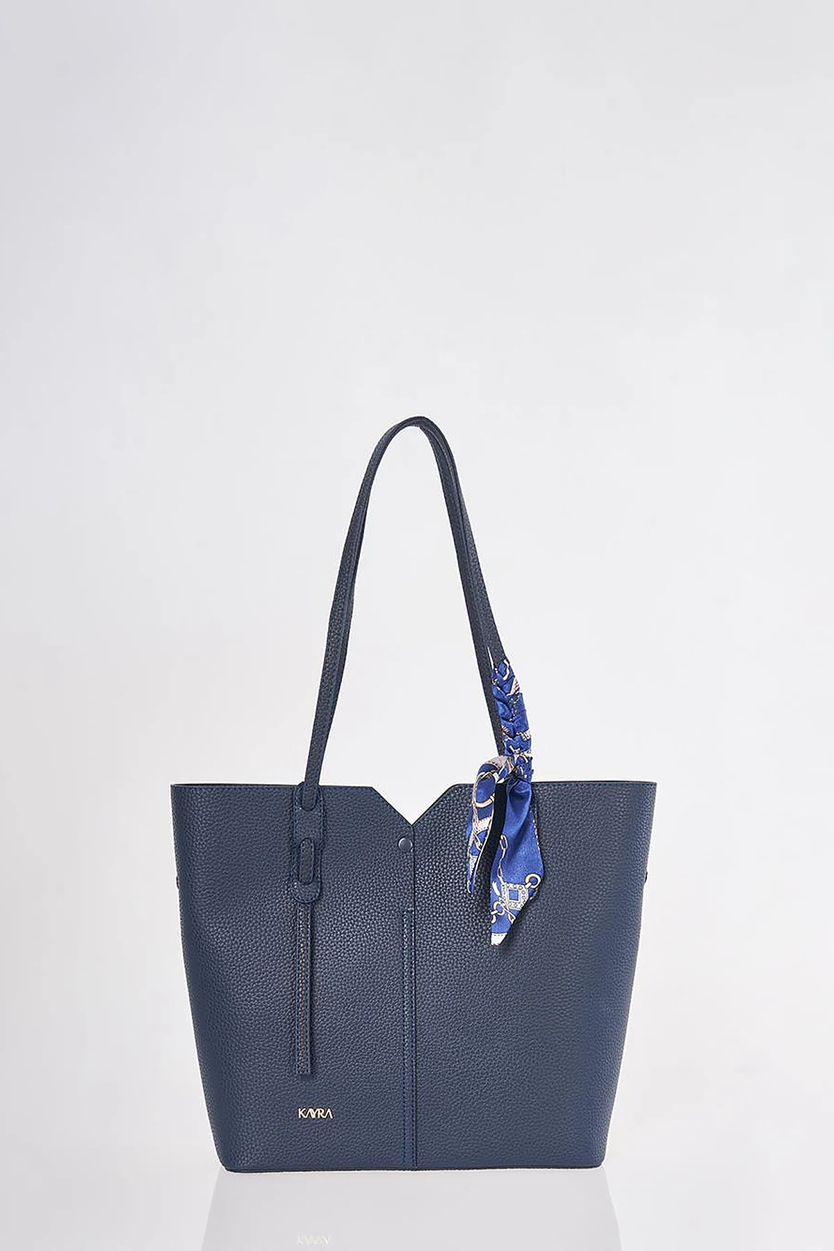 Navy Faux Leather Tote Bag