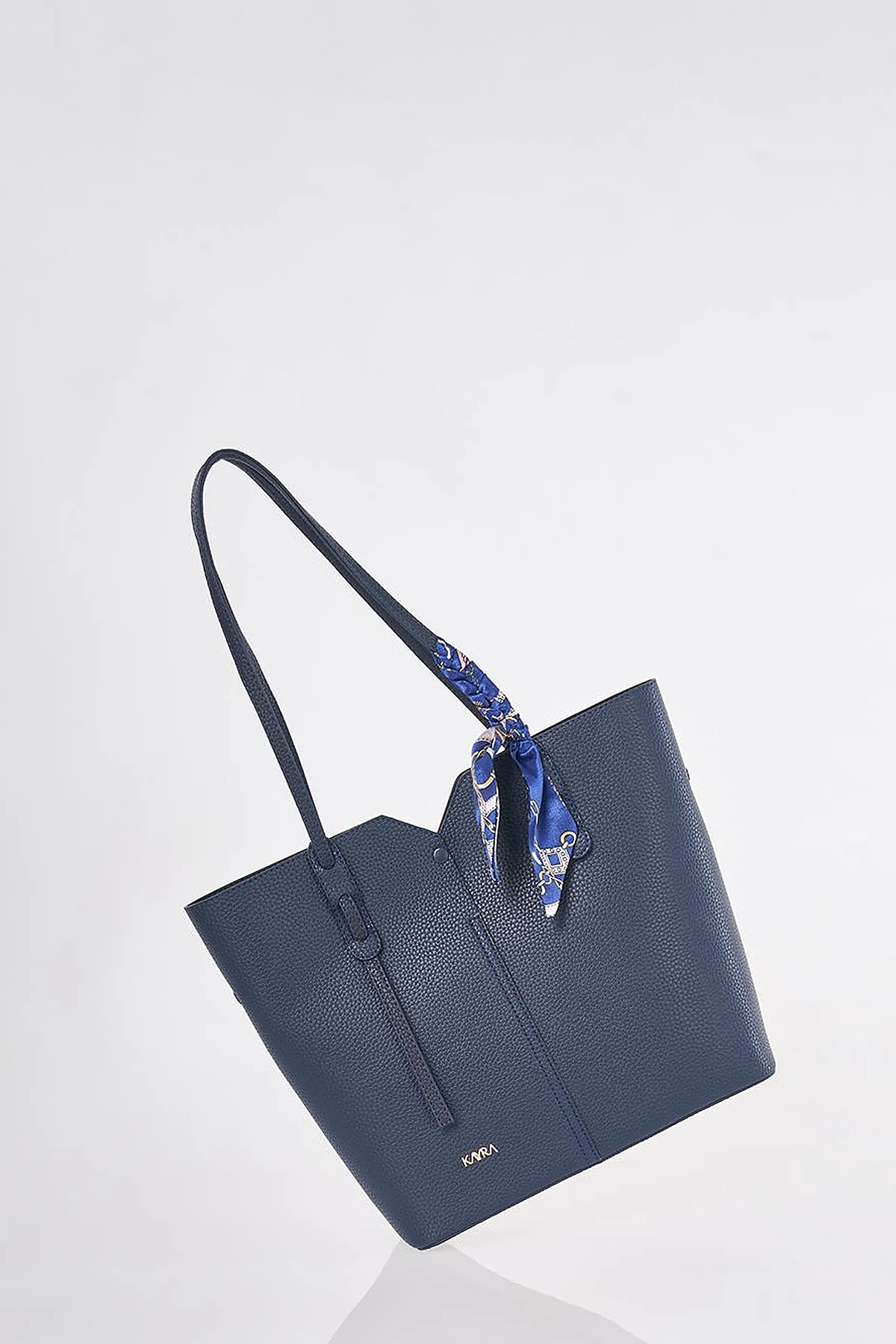 Navy Faux Leather Tote Bag