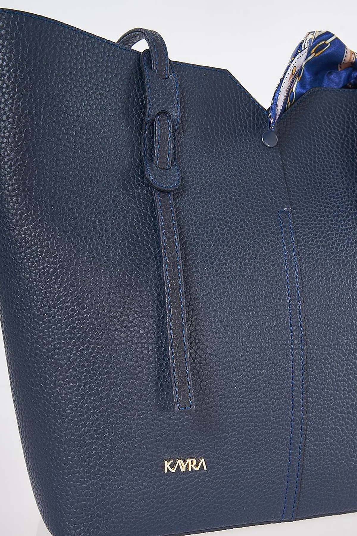 Navy Faux Leather Tote Bag
