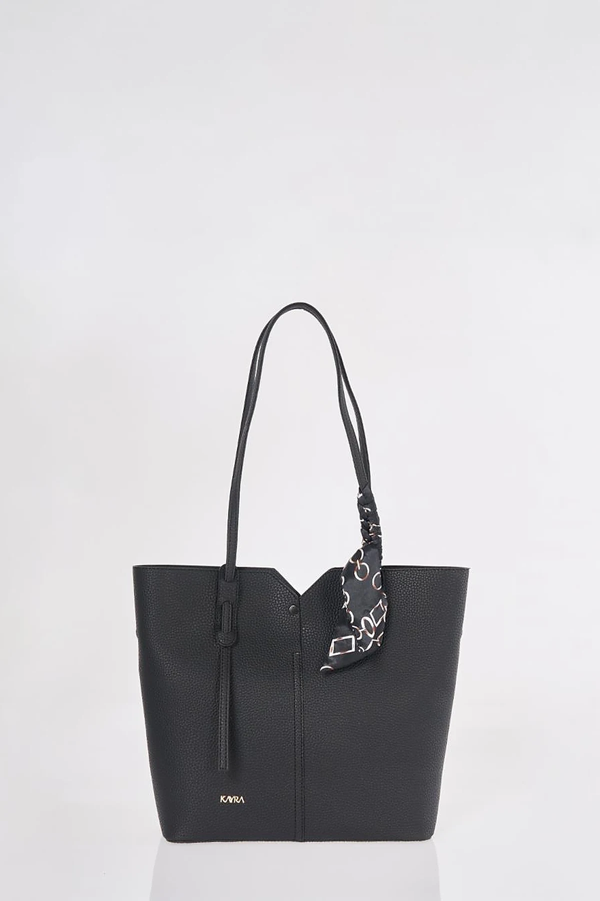 Black Faux Leather Tote Bag