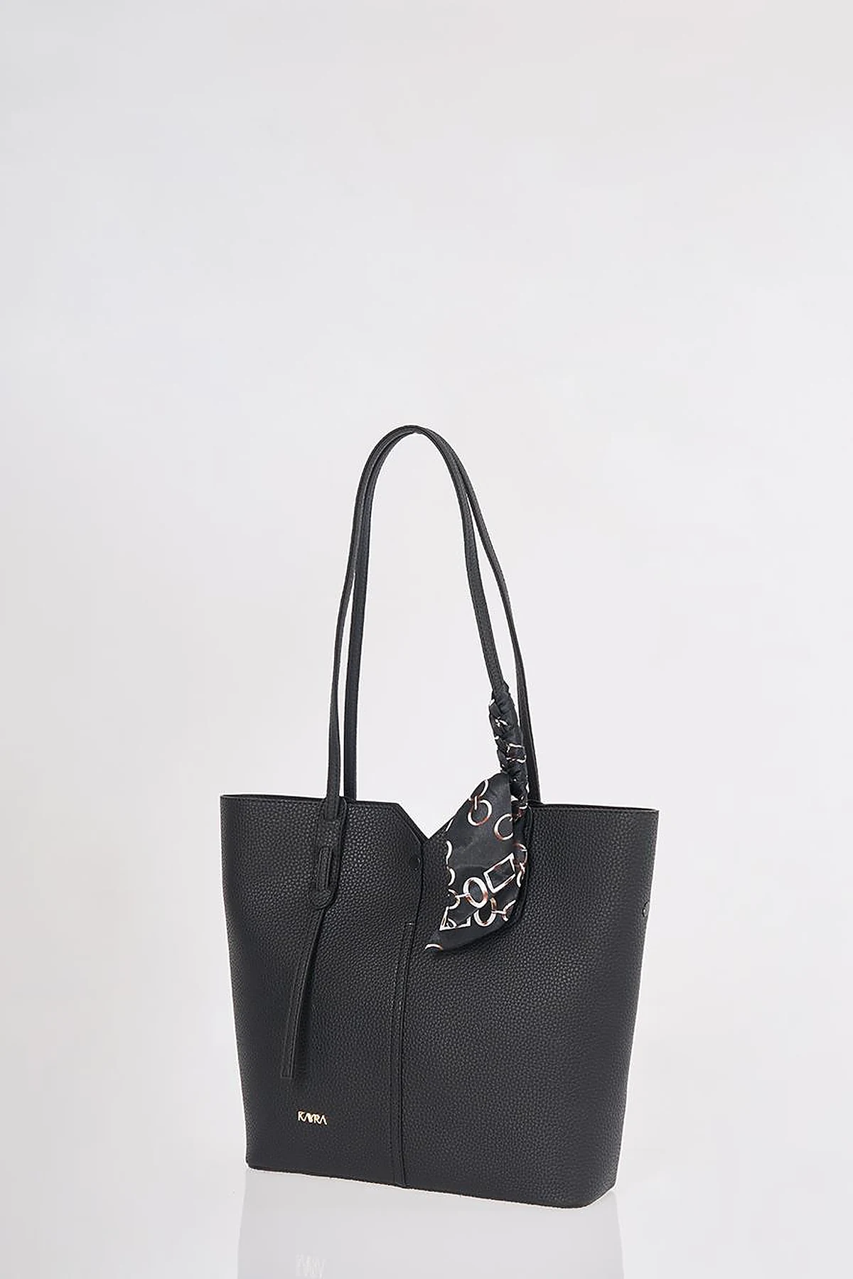 Black Faux Leather Tote Bag