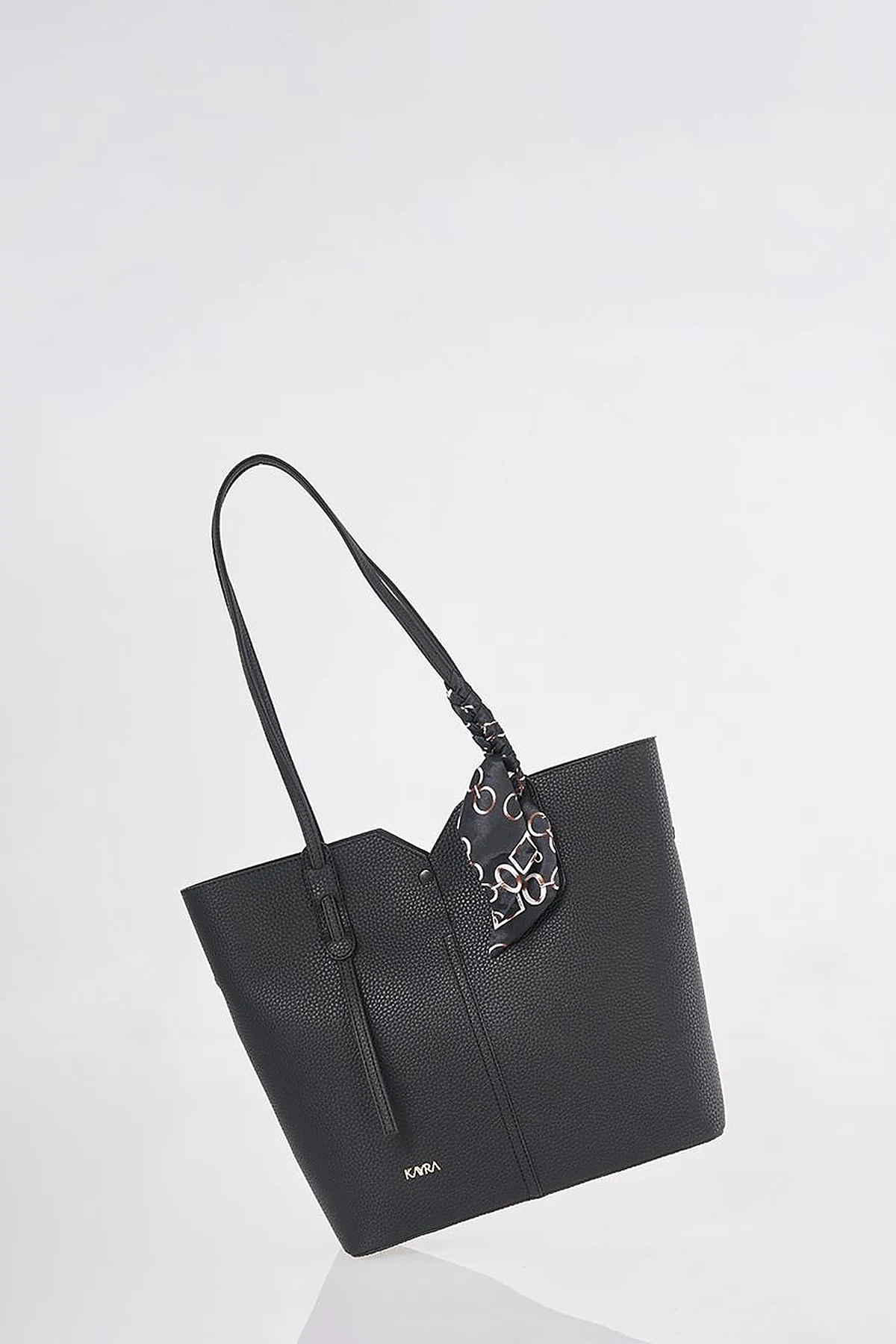 Black Faux Leather Tote Bag