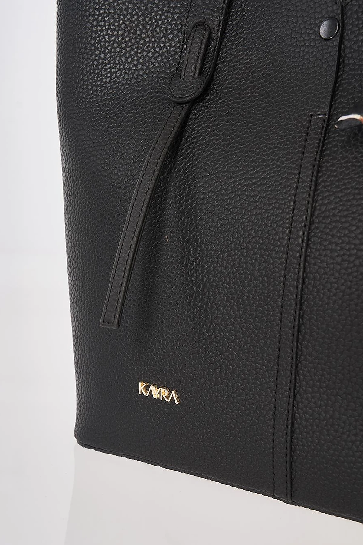 Black Faux Leather Tote Bag