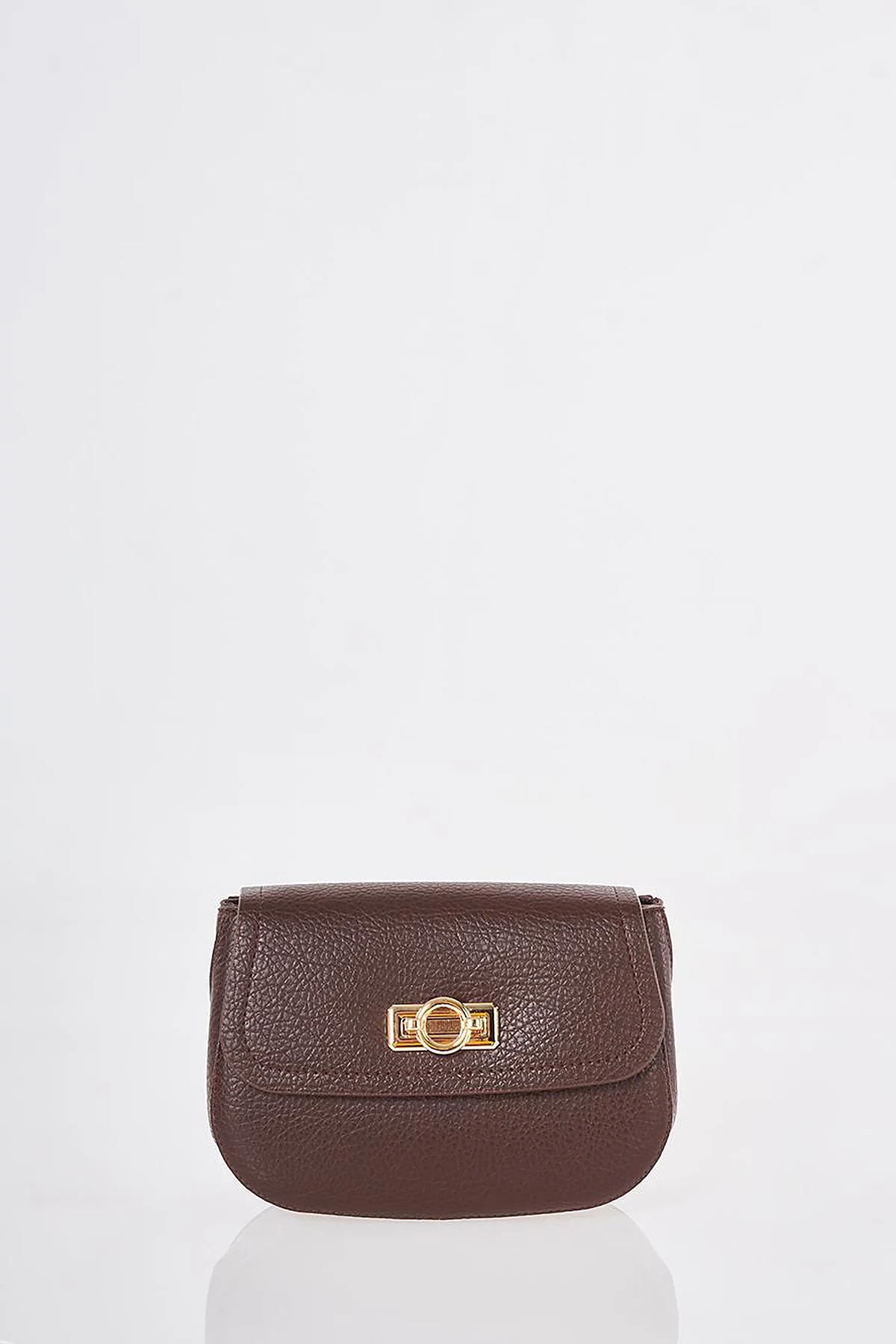 Shoulder Bag with Buckle Detail Dark Brown