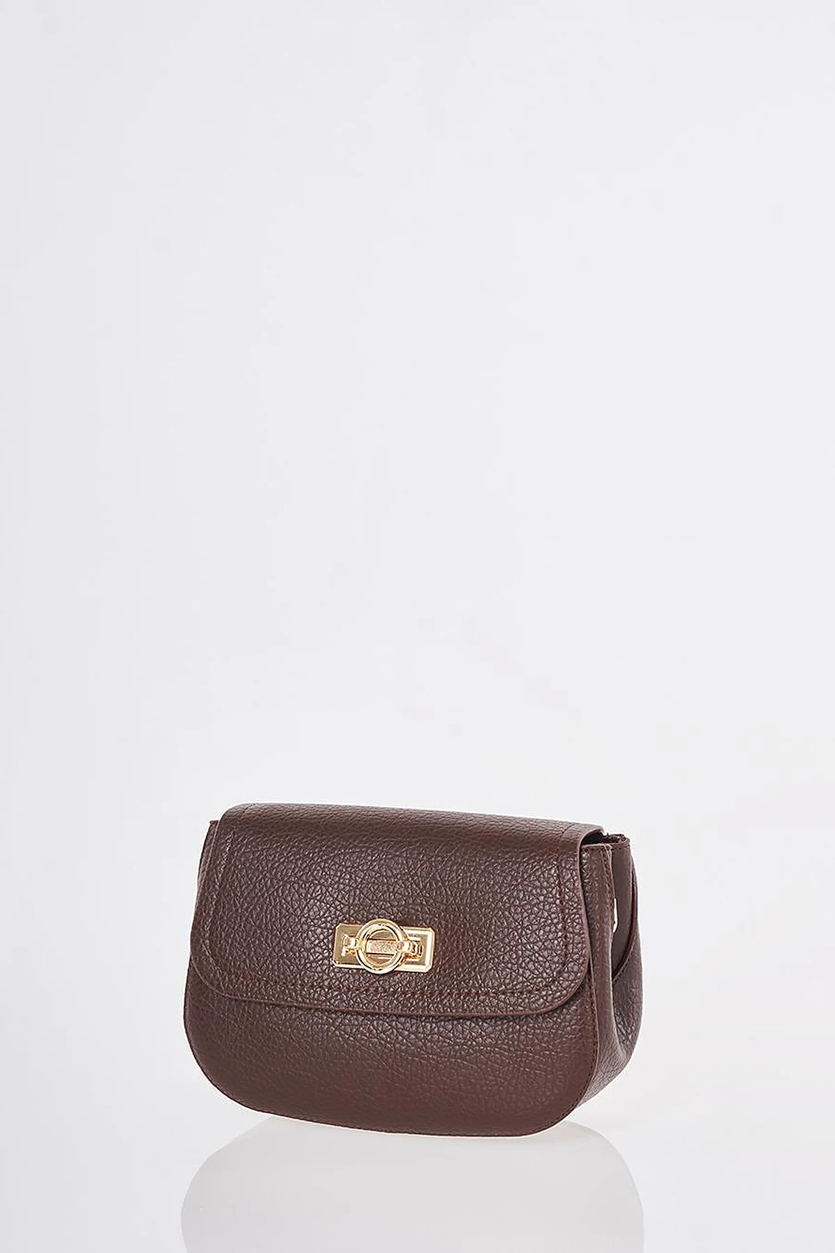Shoulder Bag with Buckle Detail Dark Brown