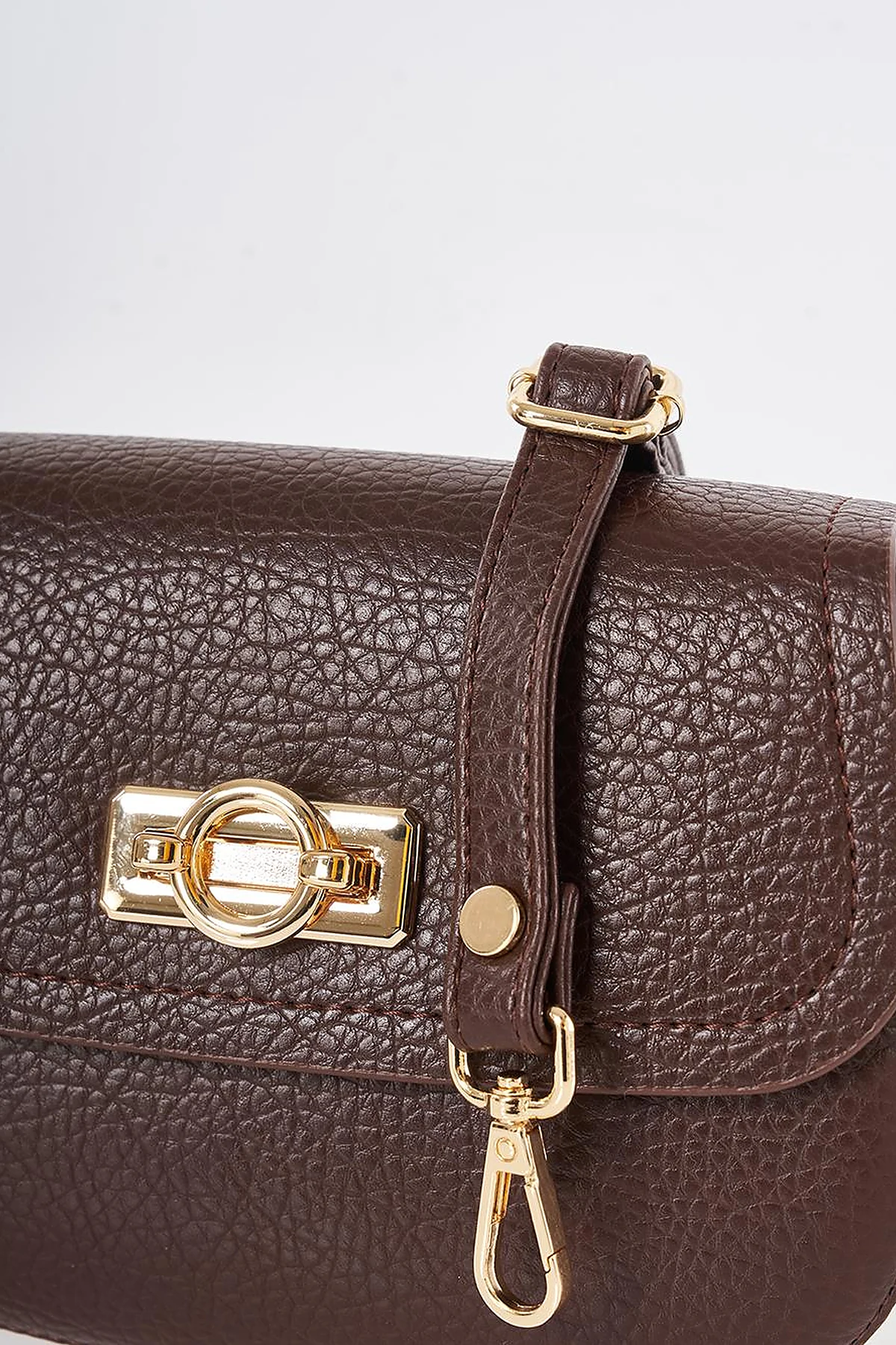 Shoulder Bag with Buckle Detail Dark Brown
