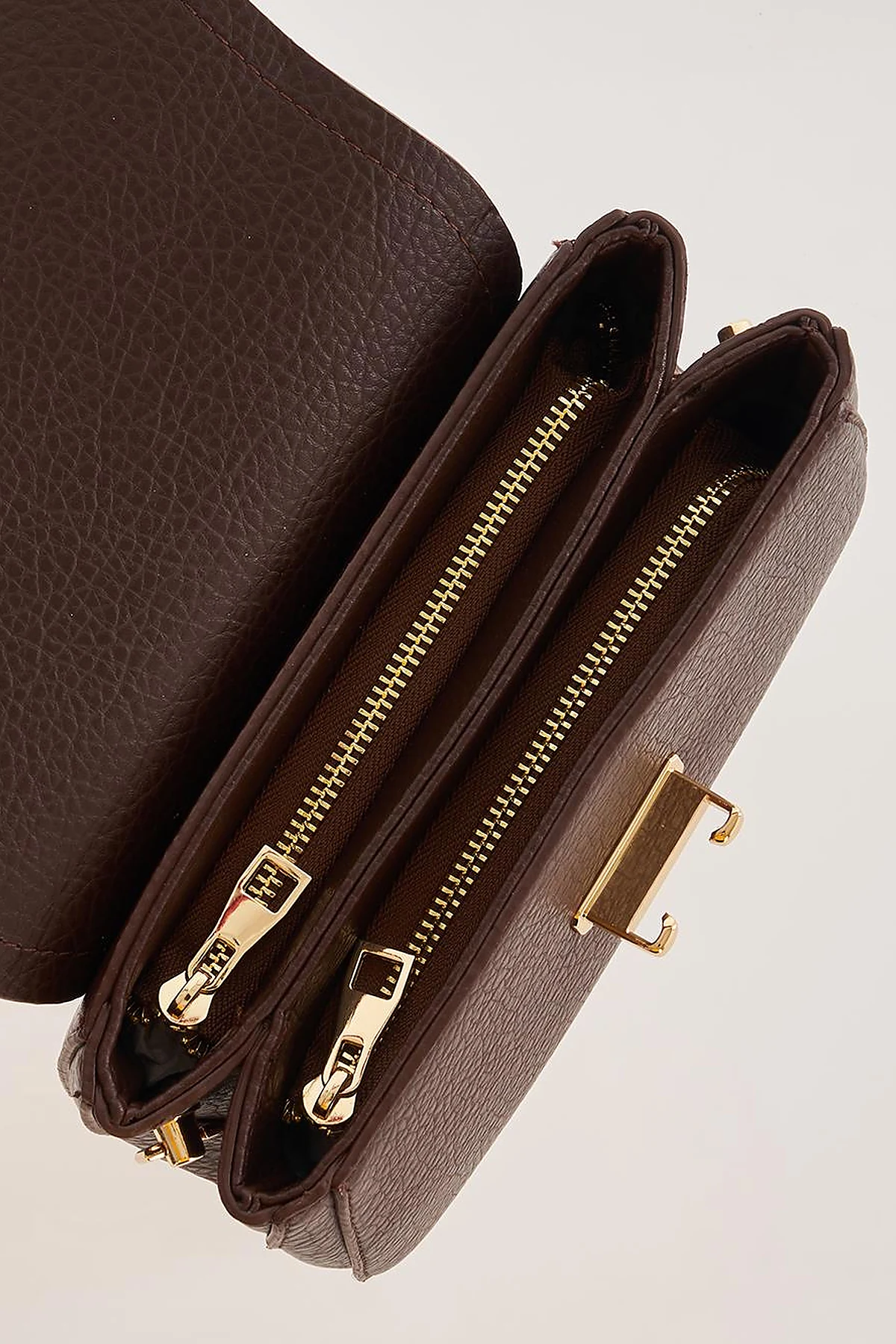 Shoulder Bag with Buckle Detail Dark Brown