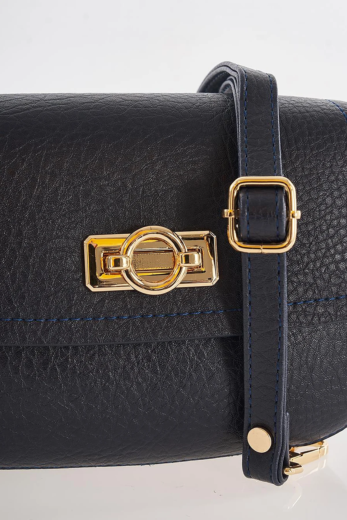 Shoulder Bag with Buckle Detail Navy
