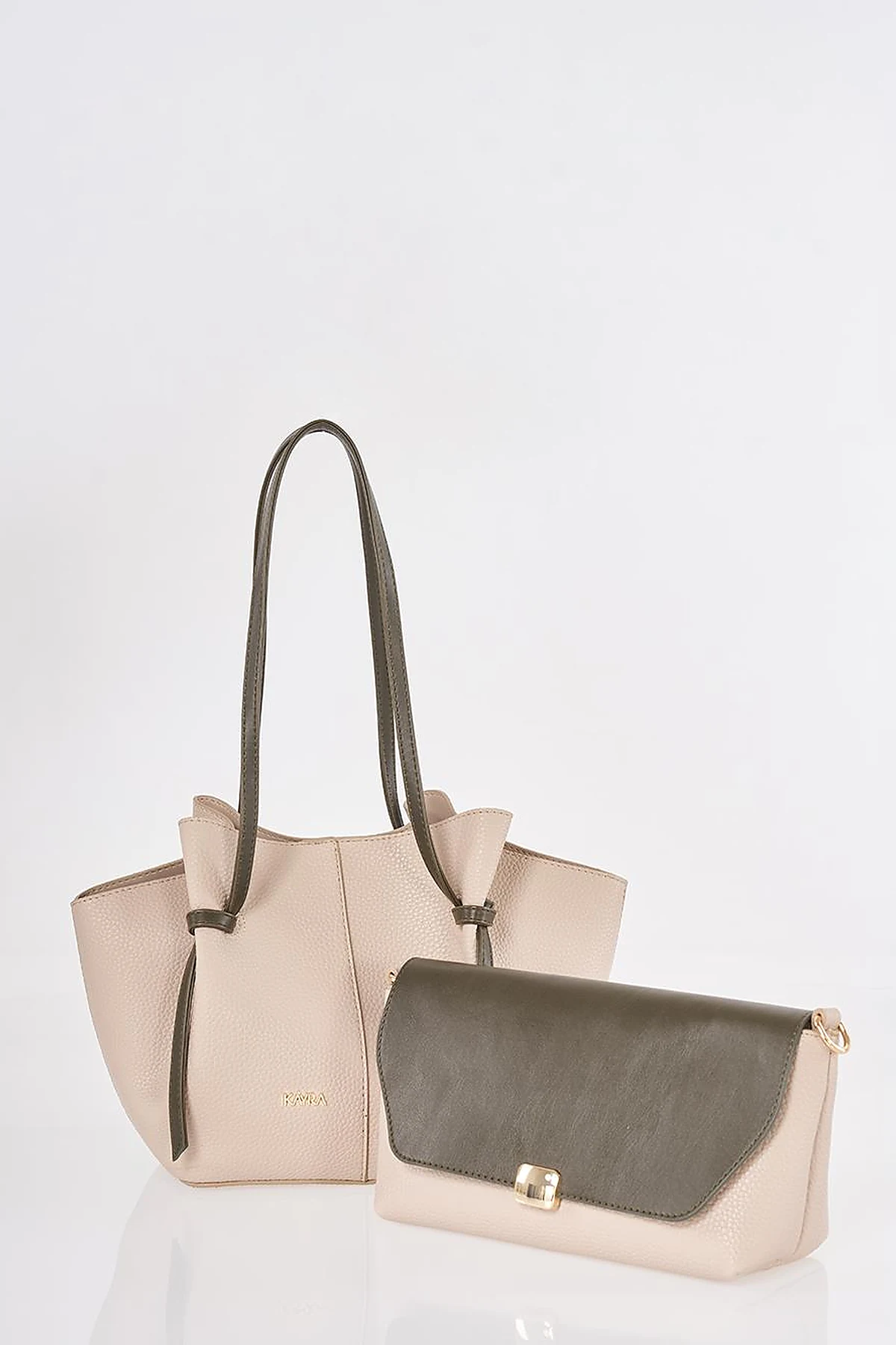 Shoulder Bag with Pouches Stone