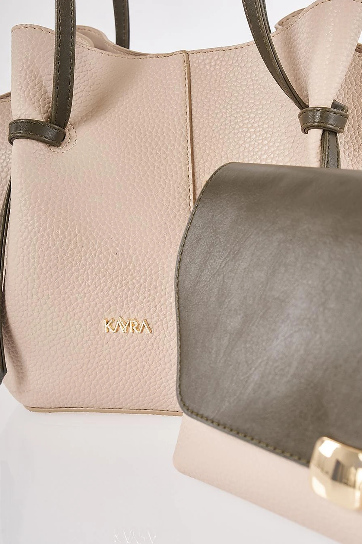 Shoulder Bag with Pouches Stone