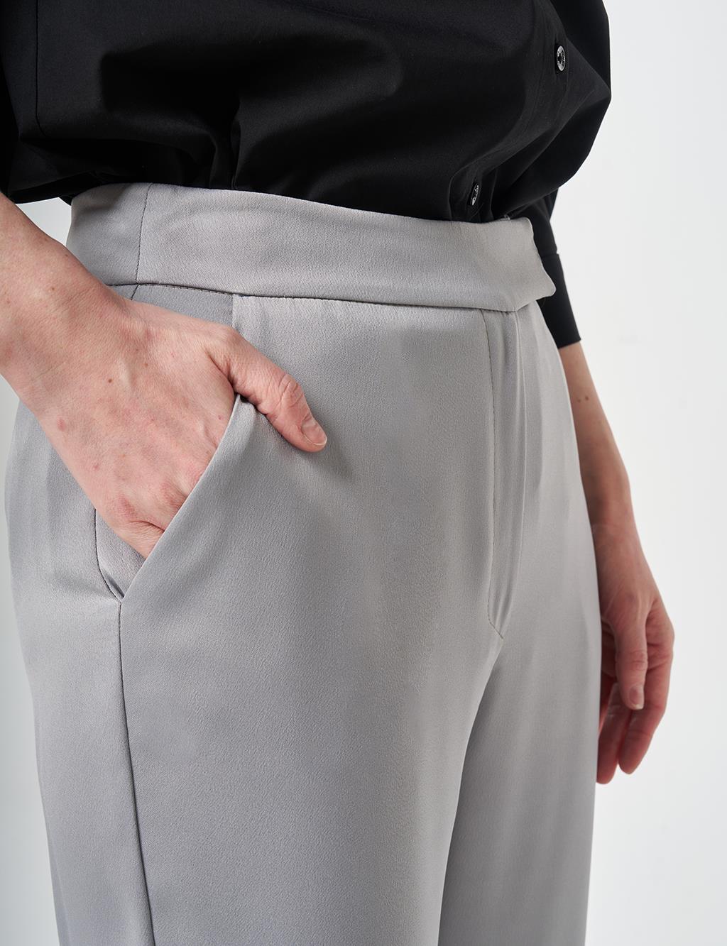 Wide Leg Satin Trousers Gray