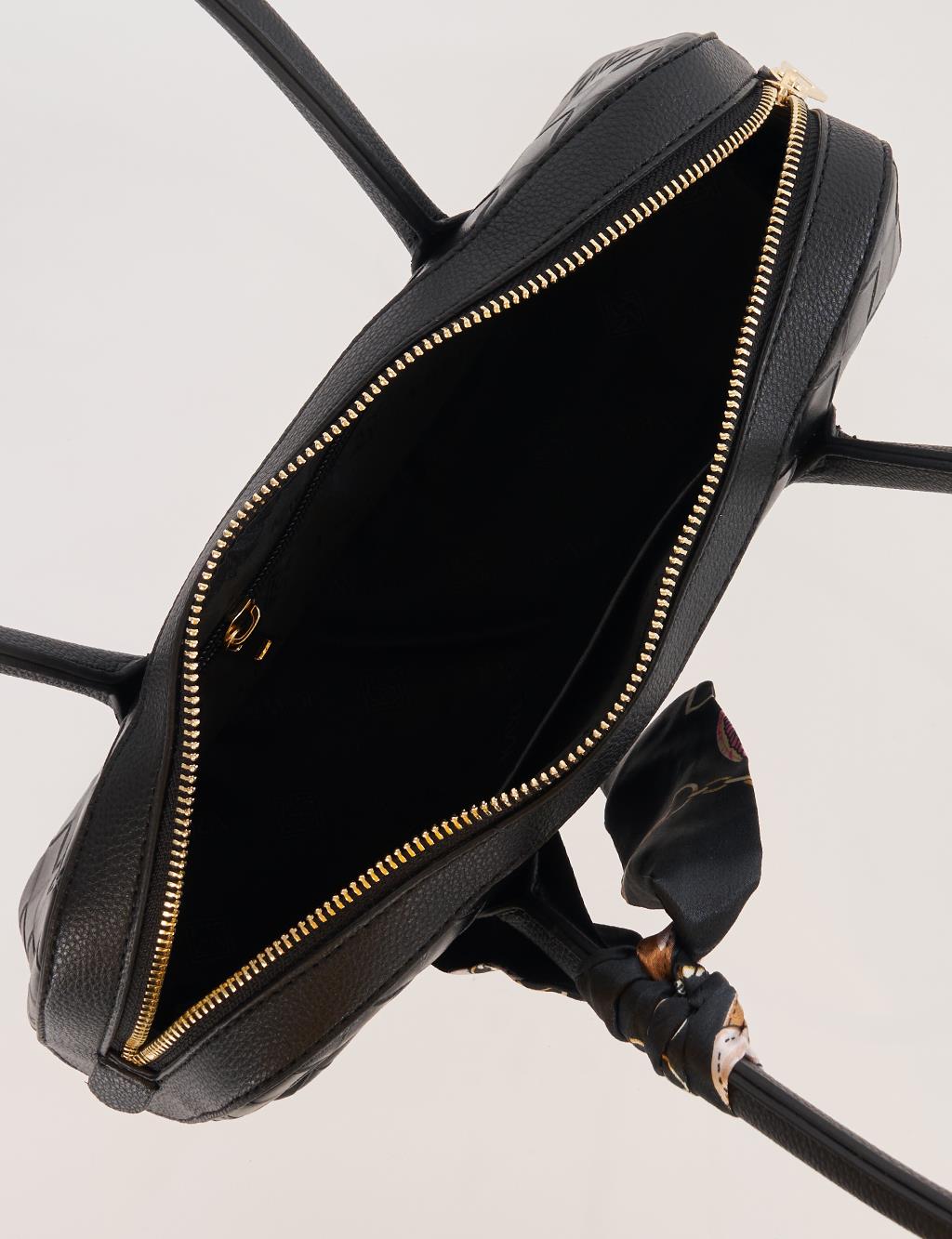 Örgü Desen Baget Çanta Siyah