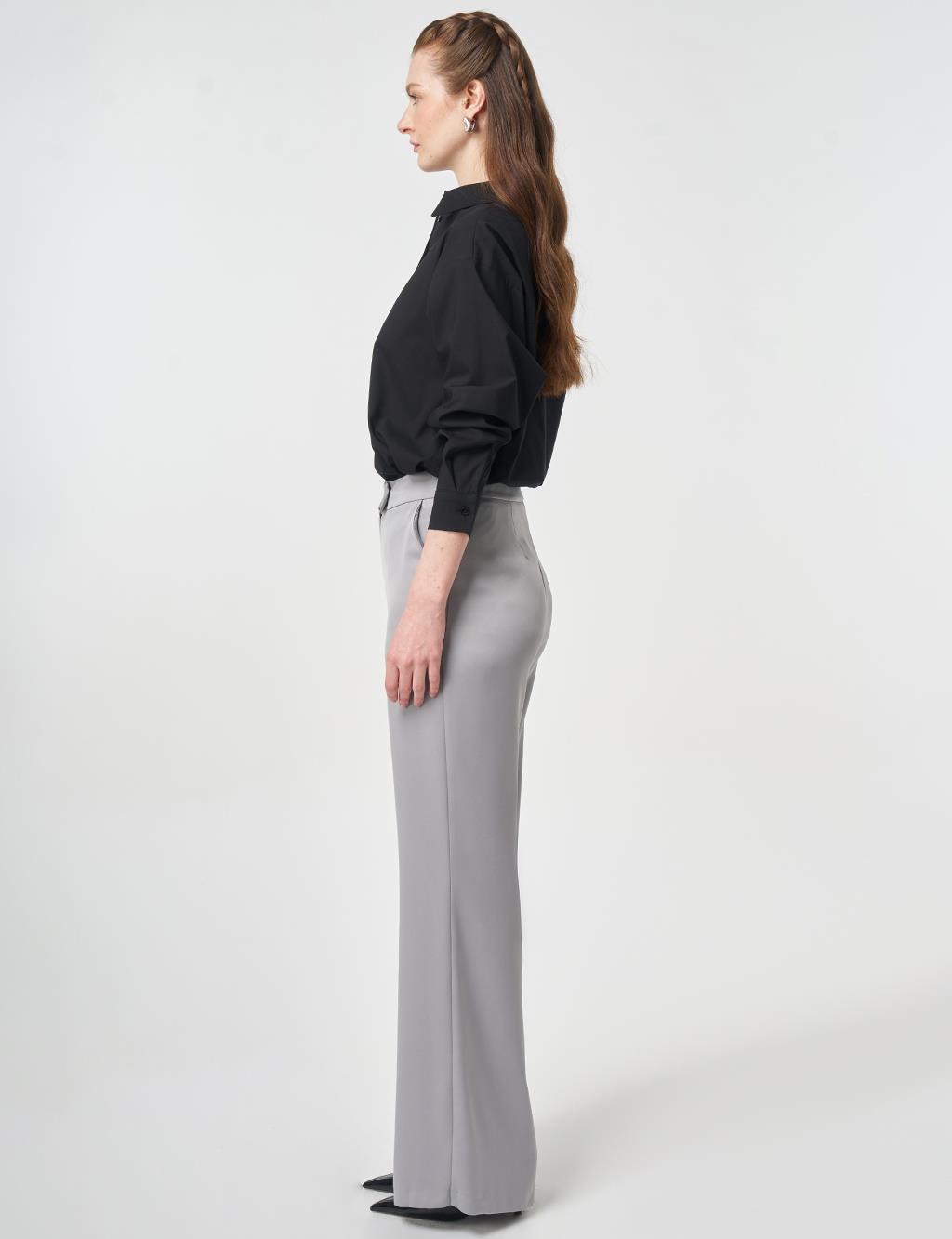 Wide Leg Satin Trousers Gray